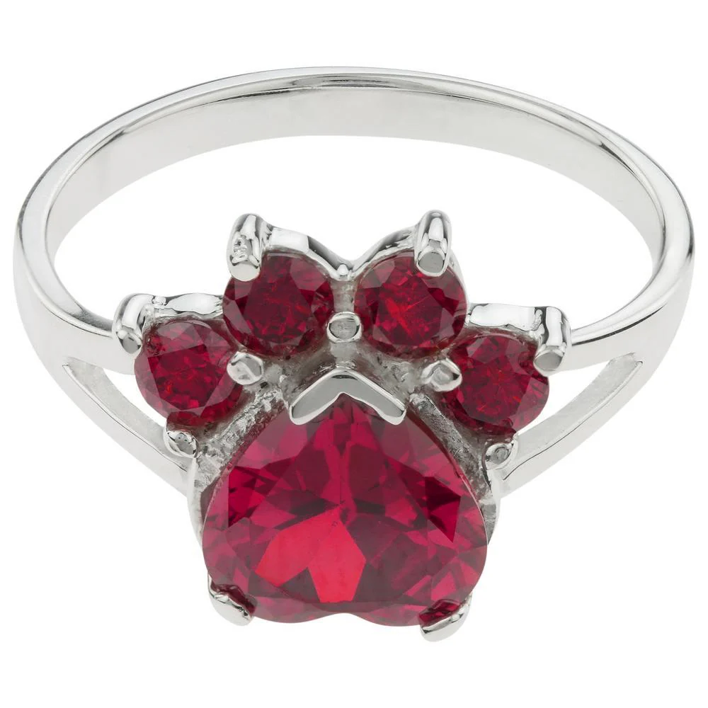 Paw Print Birthstone Sterling Ring | Fair Trade - Image 11