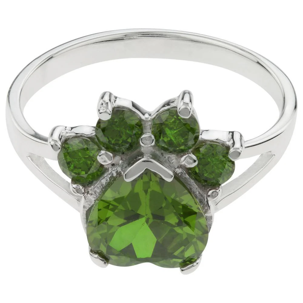 Paw Print Birthstone Sterling Ring | Fair Trade - Image 12