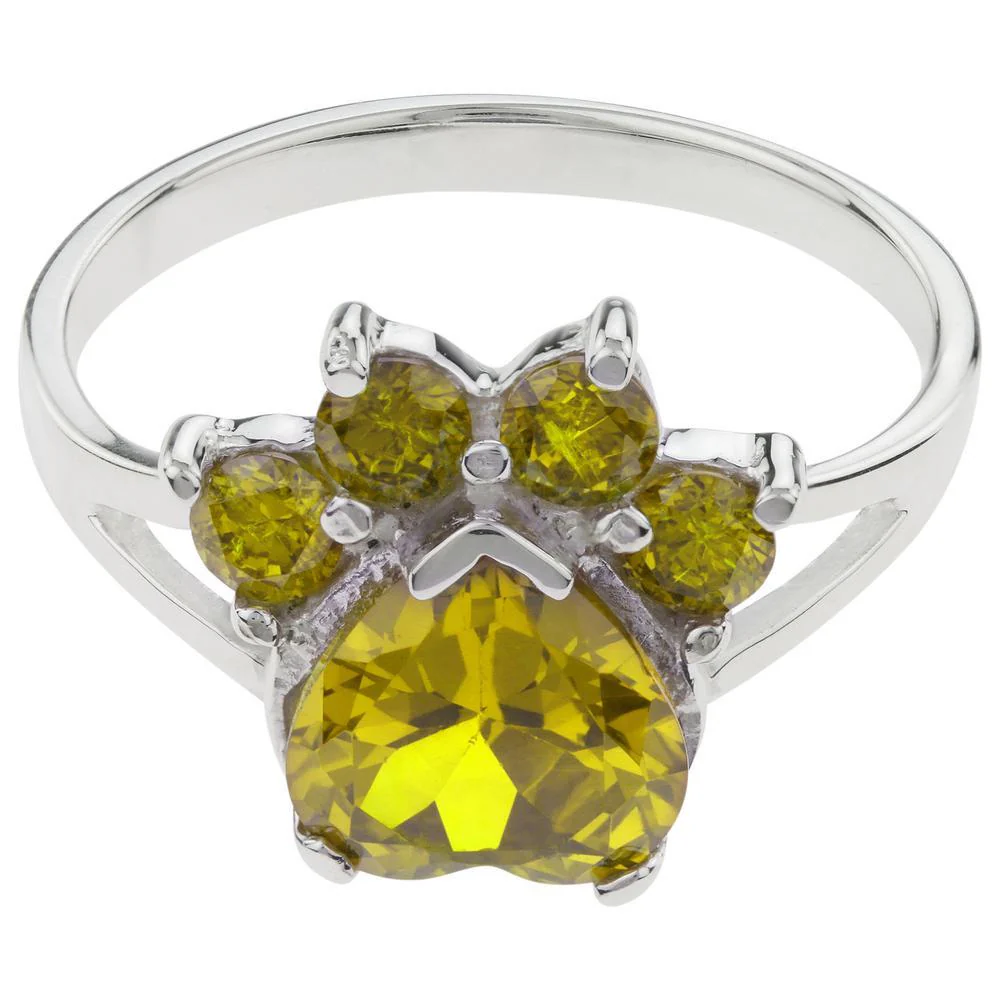 Paw Print Birthstone Sterling Ring | Fair Trade - Image 15