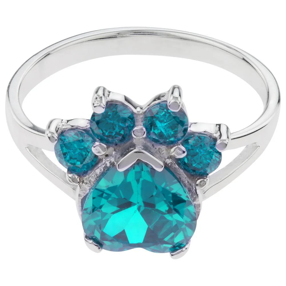 Paw Print Birthstone Sterling Ring | Fair Trade - Image 16