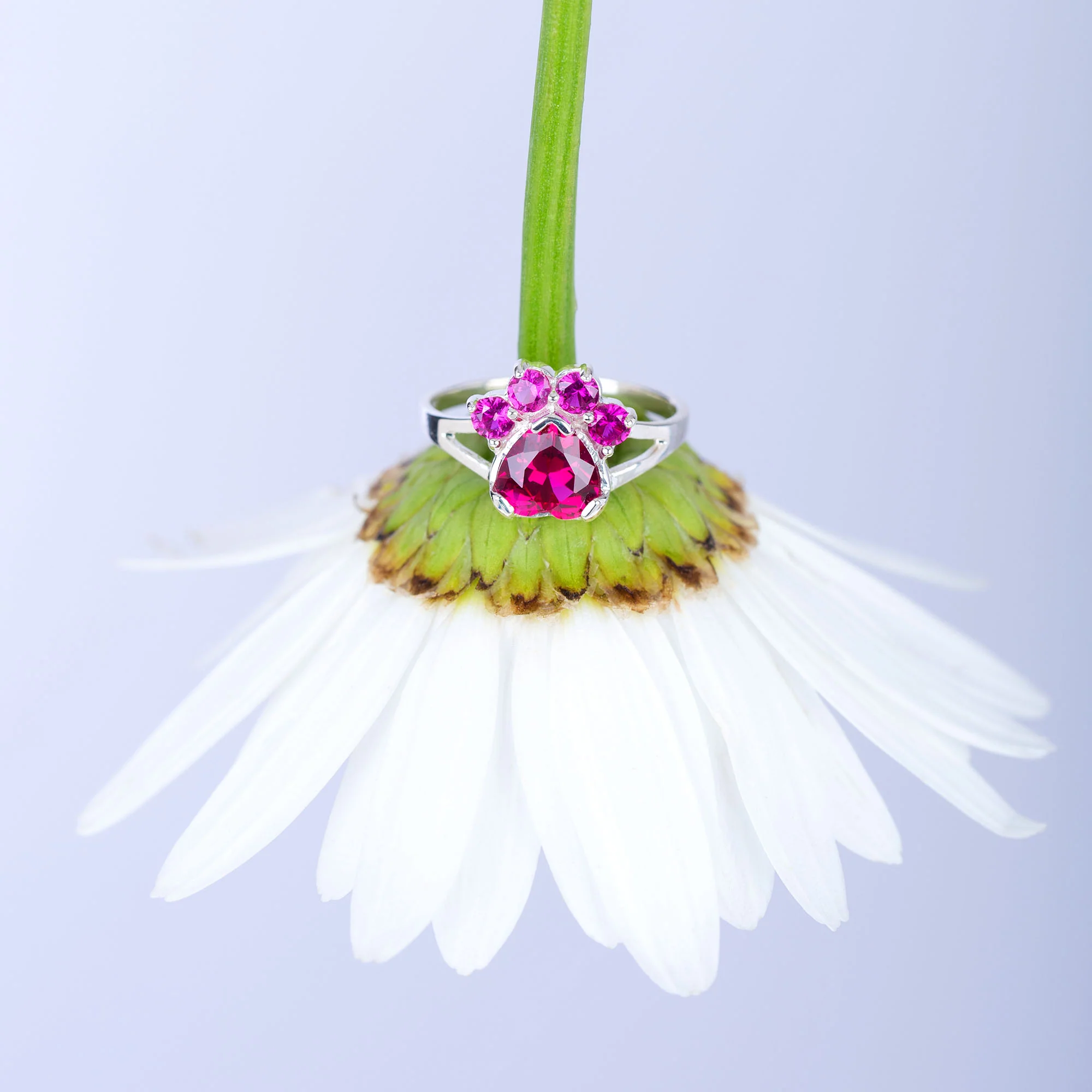 Paw Print Birthstone Sterling Ring | Fair Trade - Image 3