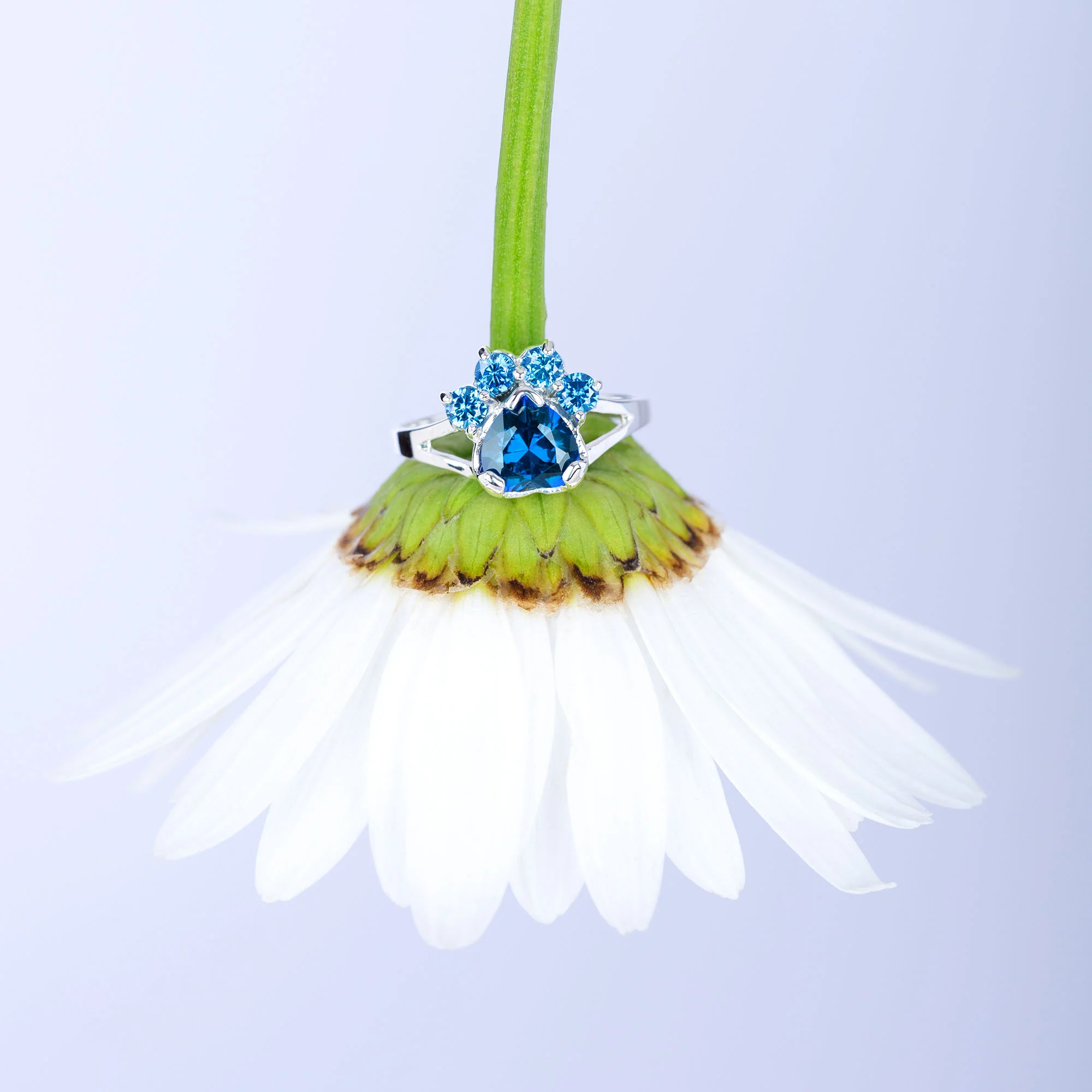 Paw Print Birthstone Sterling Ring | Fair Trade - Image 4