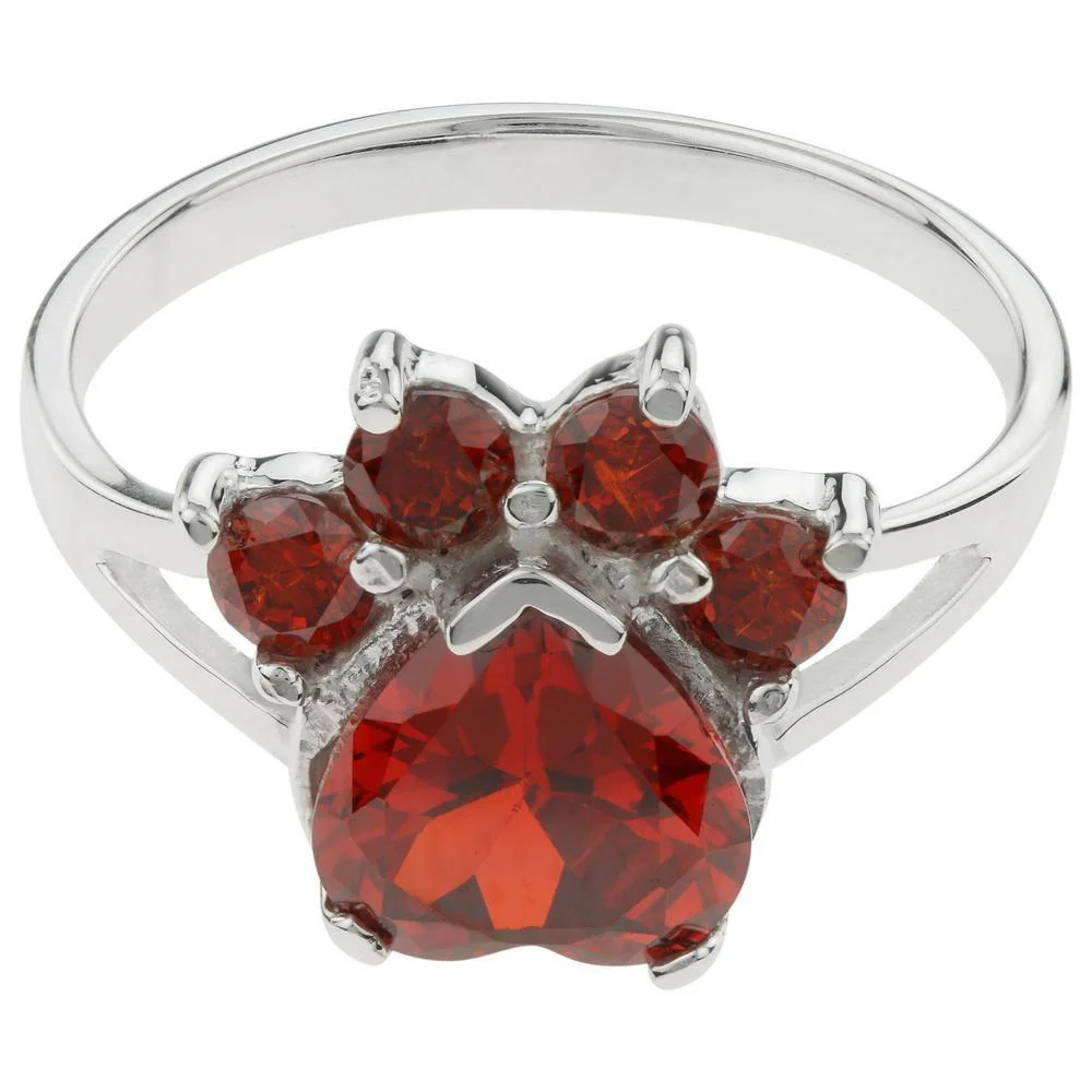 Paw Print Birthstone Sterling Ring | Fair Trade - Image 5