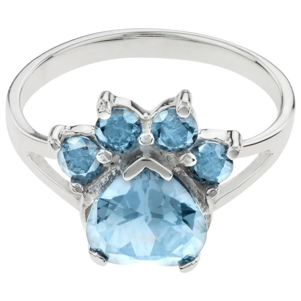 Paw Print Birthstone Sterling Ring | Fair Trade - Image 7