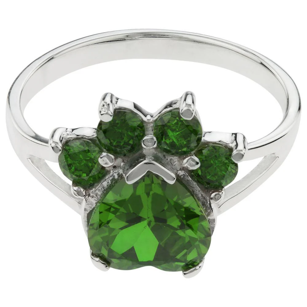Paw Print Birthstone Sterling Ring | Fair Trade - Image 9