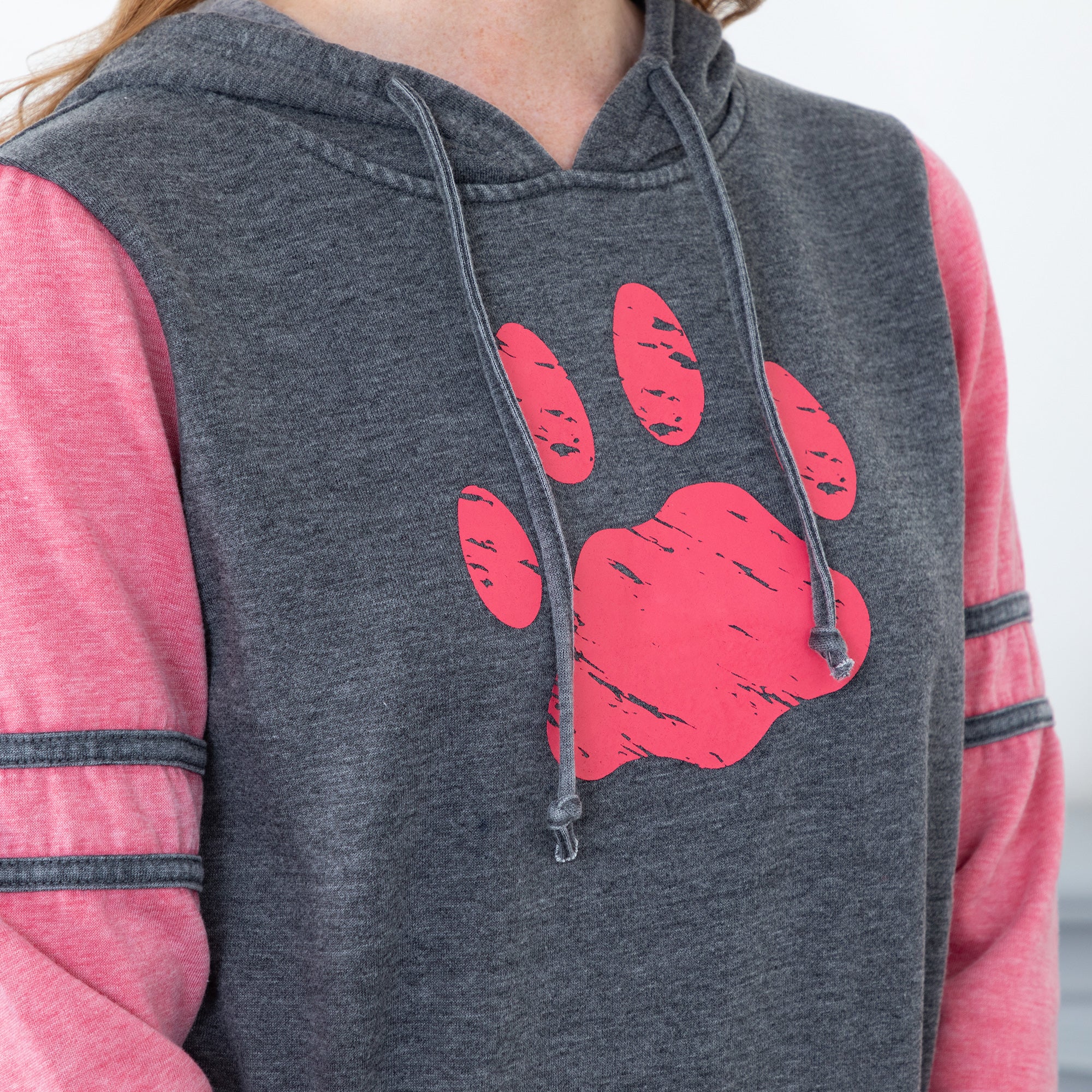 Purple Paw Stripe Burnout Pullover Hoodie - Image 3
