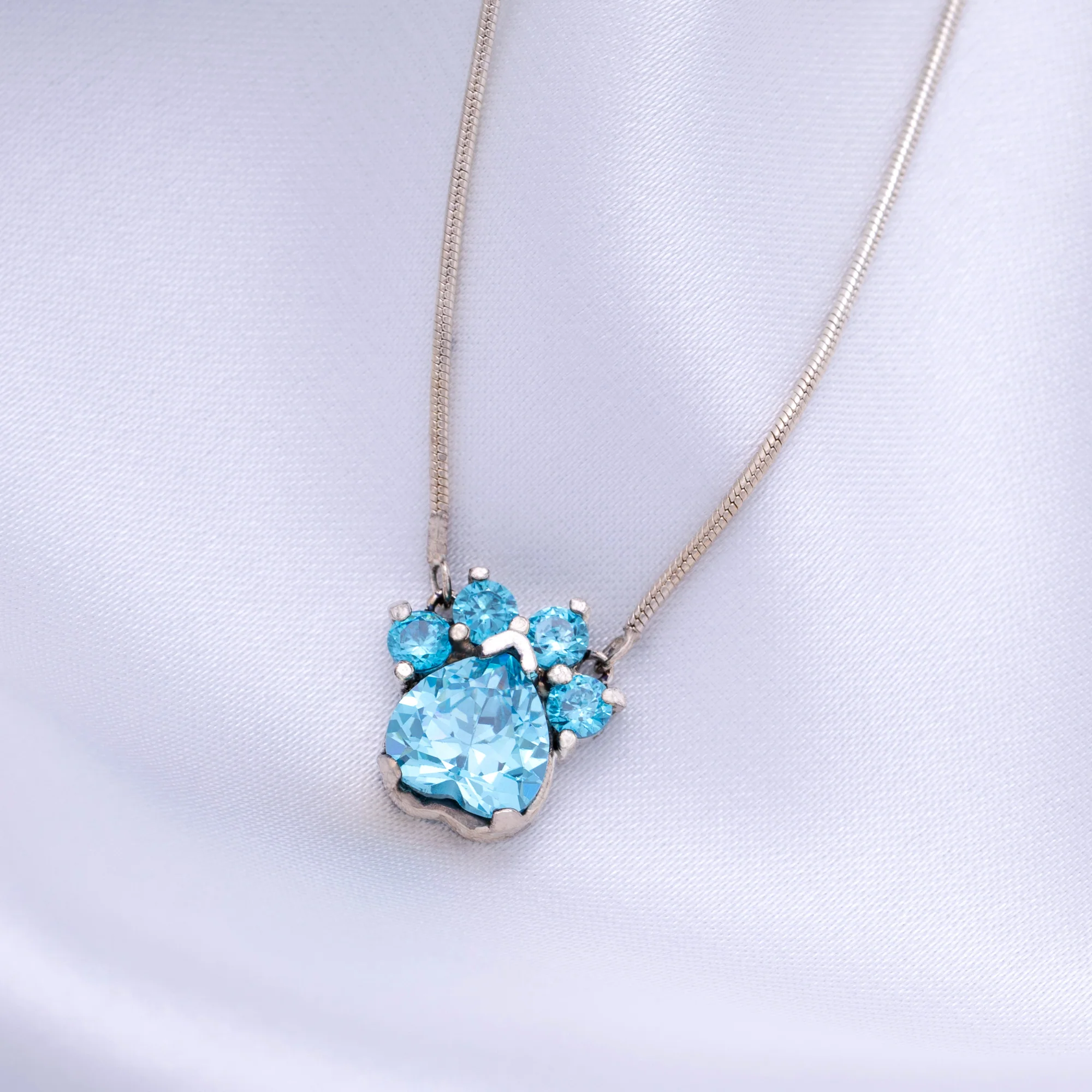 Paw Print Birthstone Pendant Necklace - Image 13