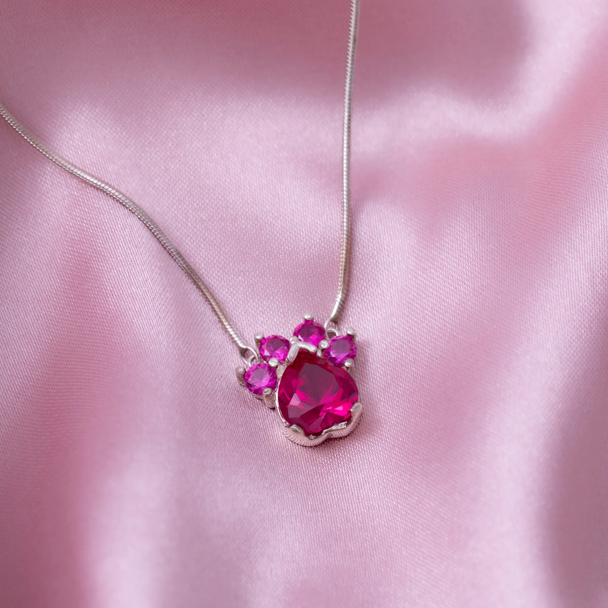 Paw Print Birthstone Pendant Necklace - Image 8