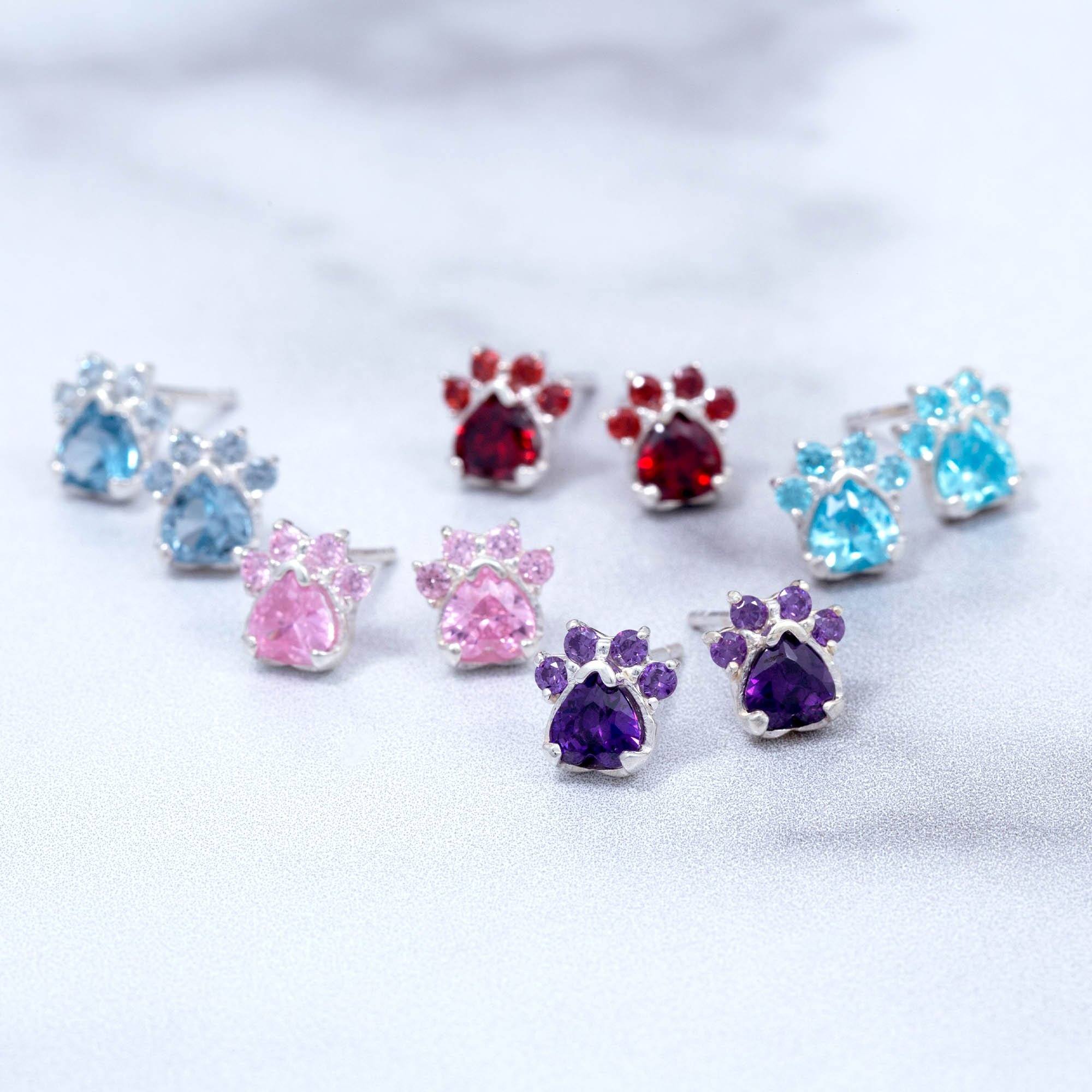 Paw Print Birthstone Earrings | Fair Trade - Image 16