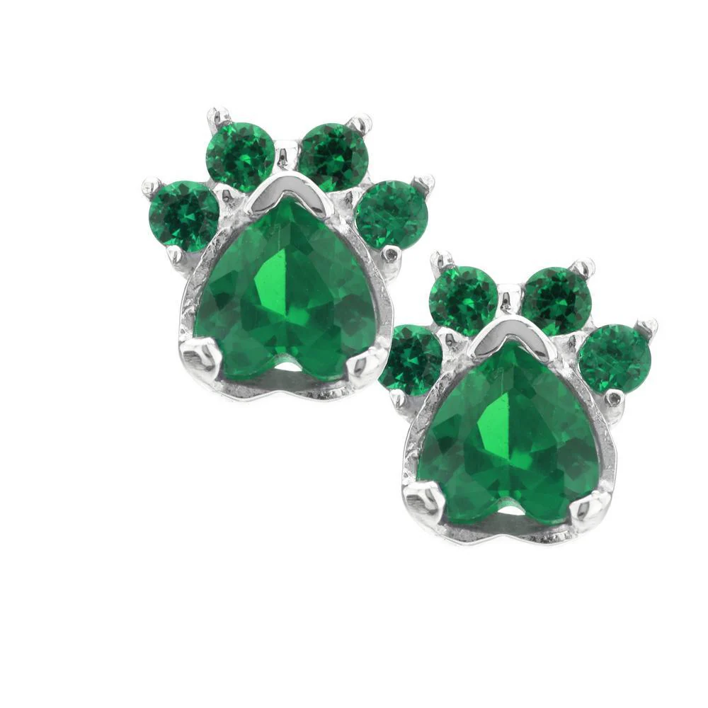 Paw Print Birthstone Earrings | Fair Trade - Image 3