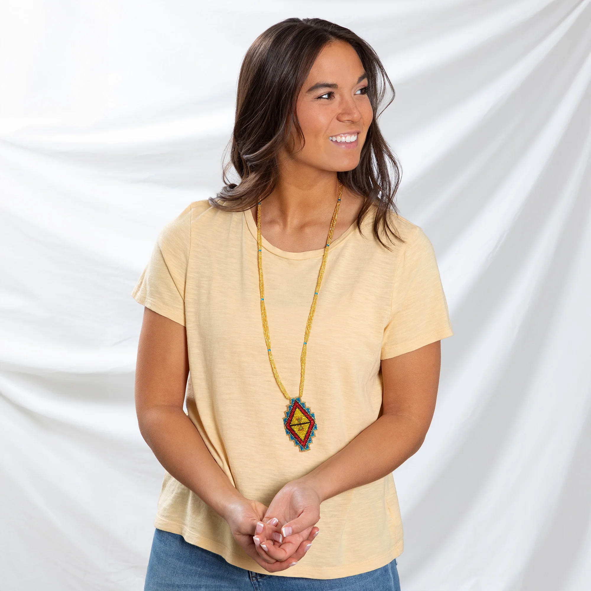 Mayan Pyramid Beaded Pendant Necklace - Image 2