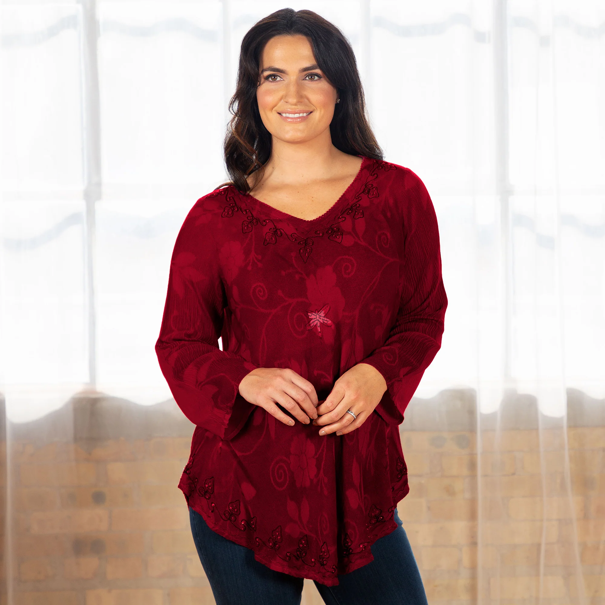 Scarlet Dragonfly Long Sleeve Tunic | Fair Trade - Image 10