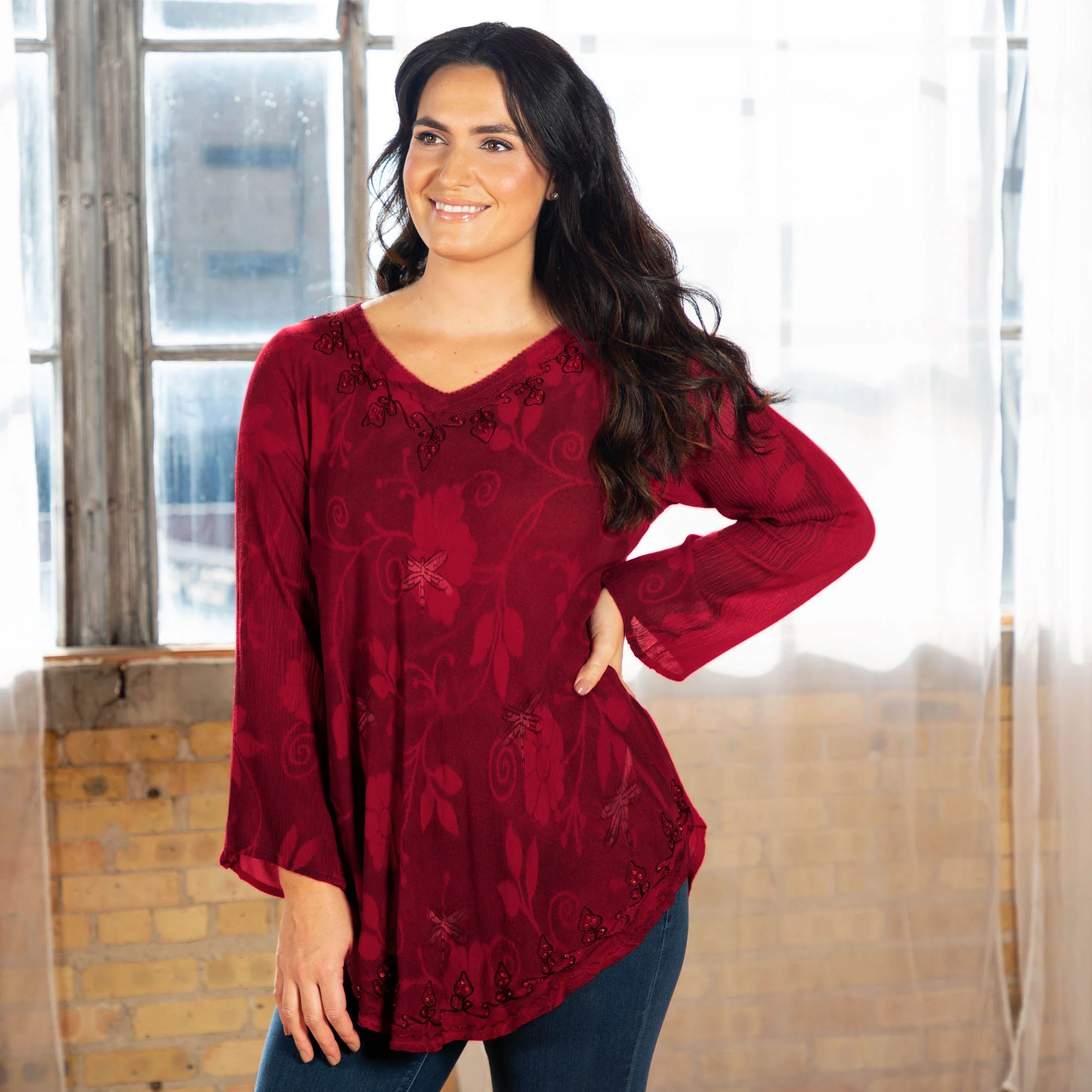 Scarlet Dragonfly Long Sleeve Tunic | Fair Trade - Image 11