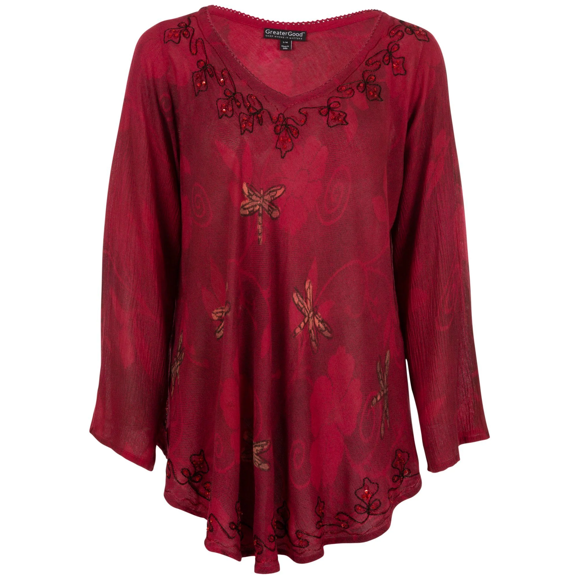 Scarlet Dragonfly Long Sleeve Tunic | Fair Trade - Image 14