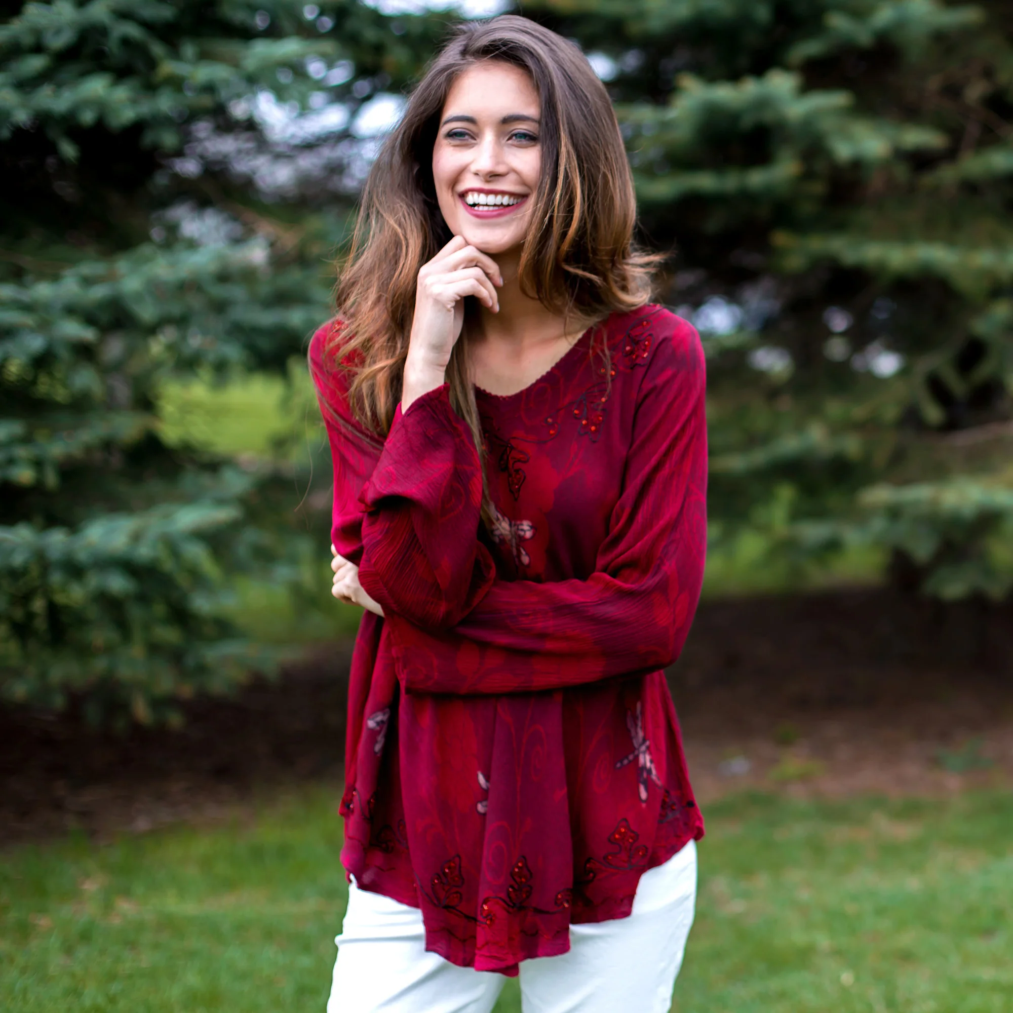 Scarlet Dragonfly Long Sleeve Tunic | Fair Trade - Image 7