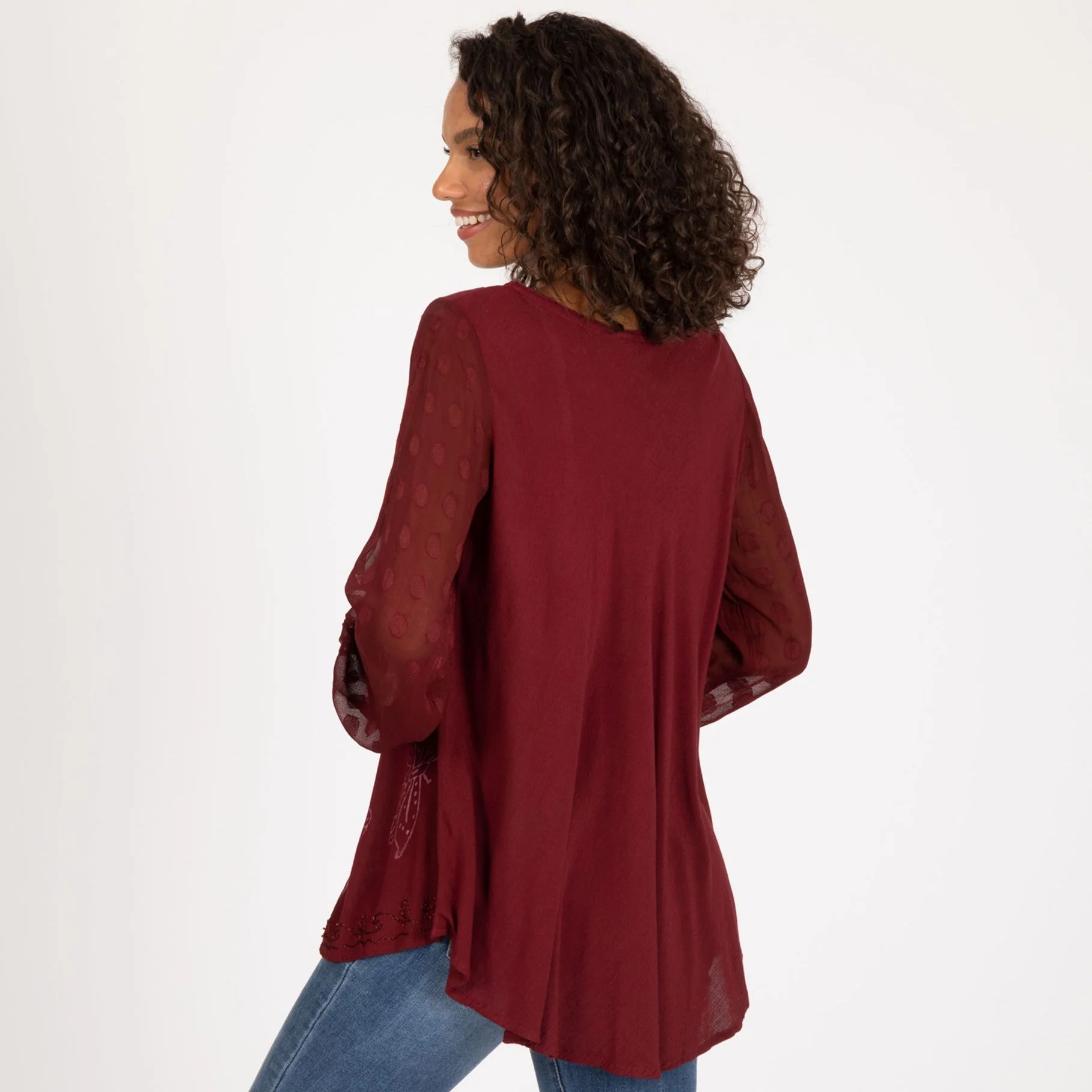 Midnight Butterfly Long Sleeve Tunic | Fair Trade - Image 5