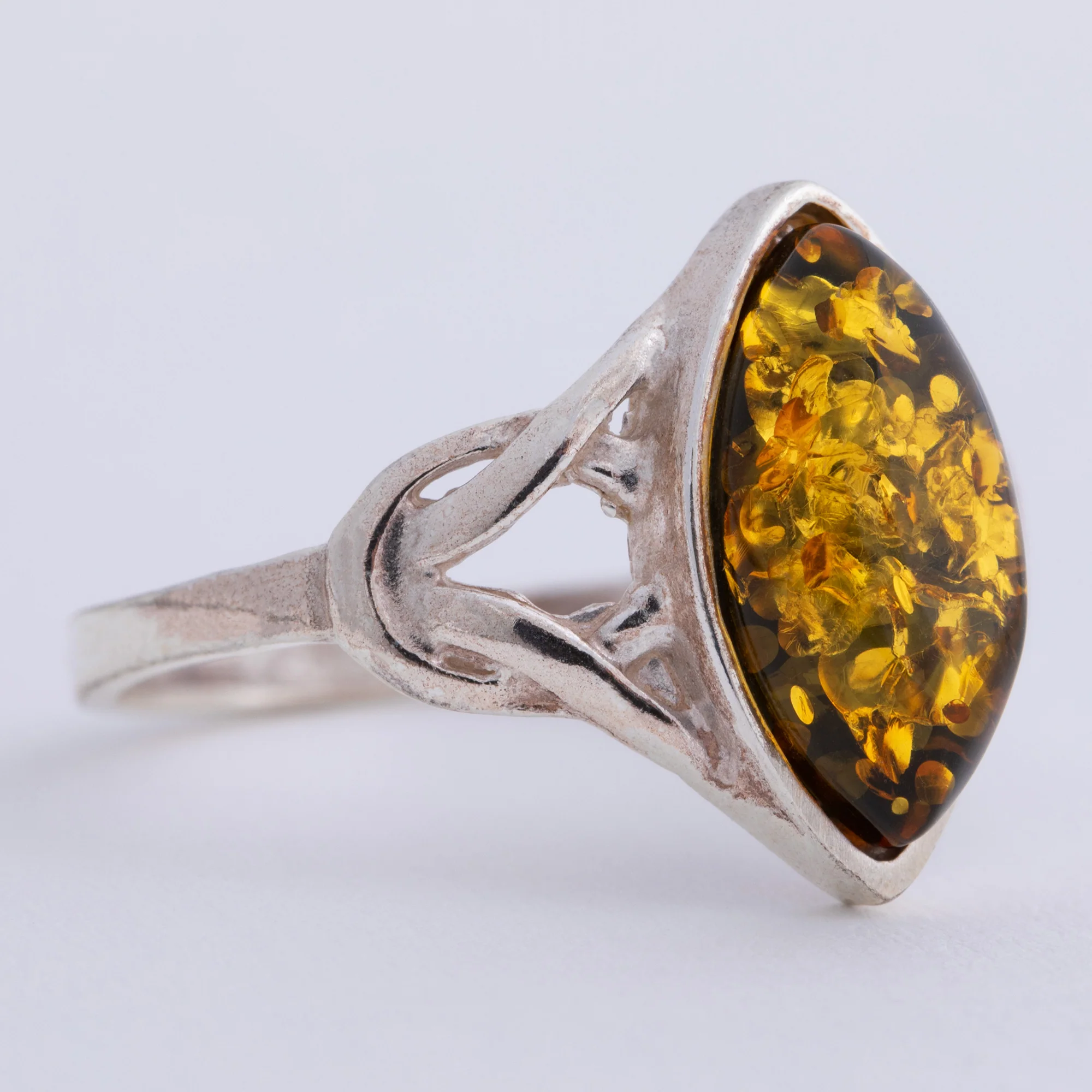 Green Amber Celtic Ring - North/South - Image 4