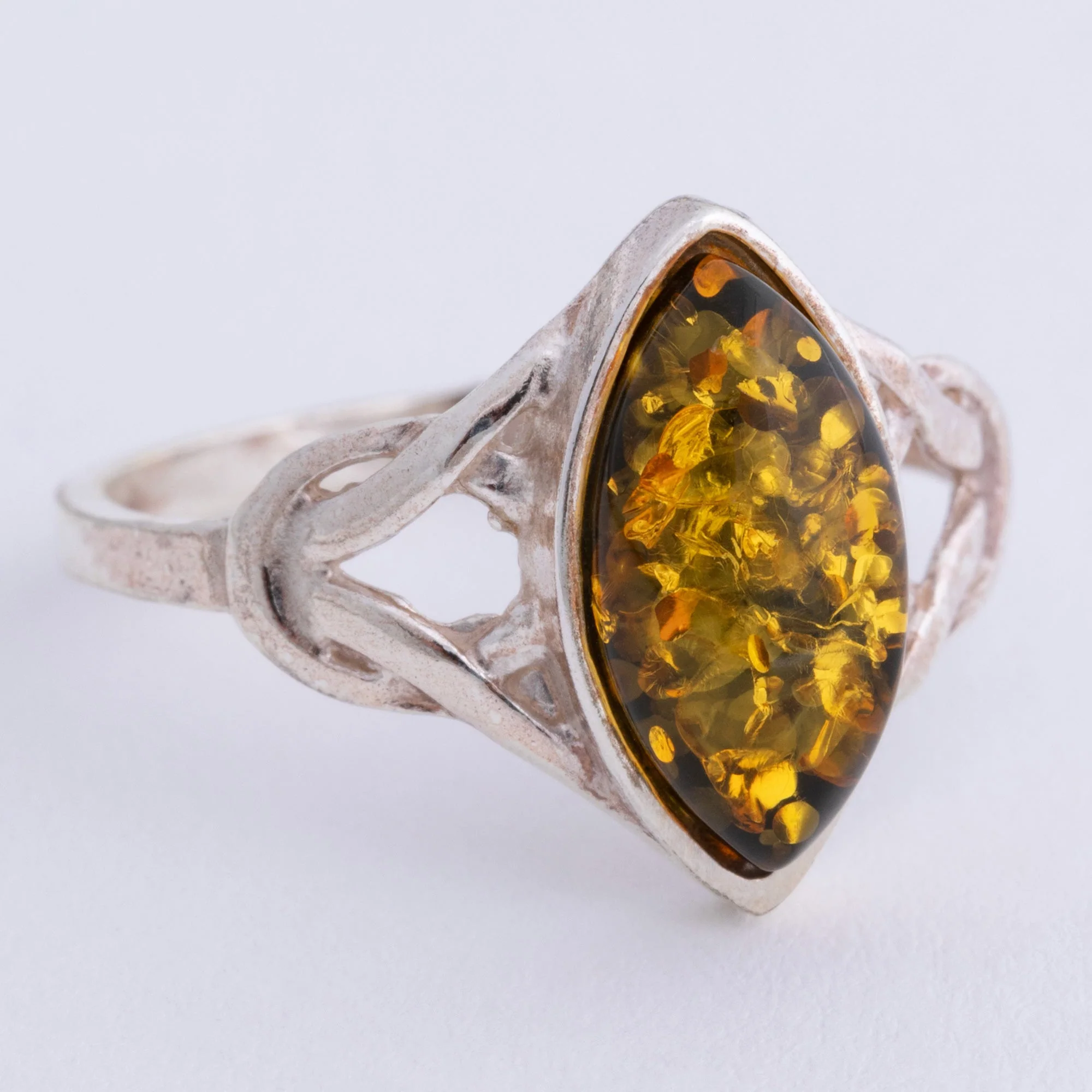 Green Amber Celtic Ring - North/South - Image 5