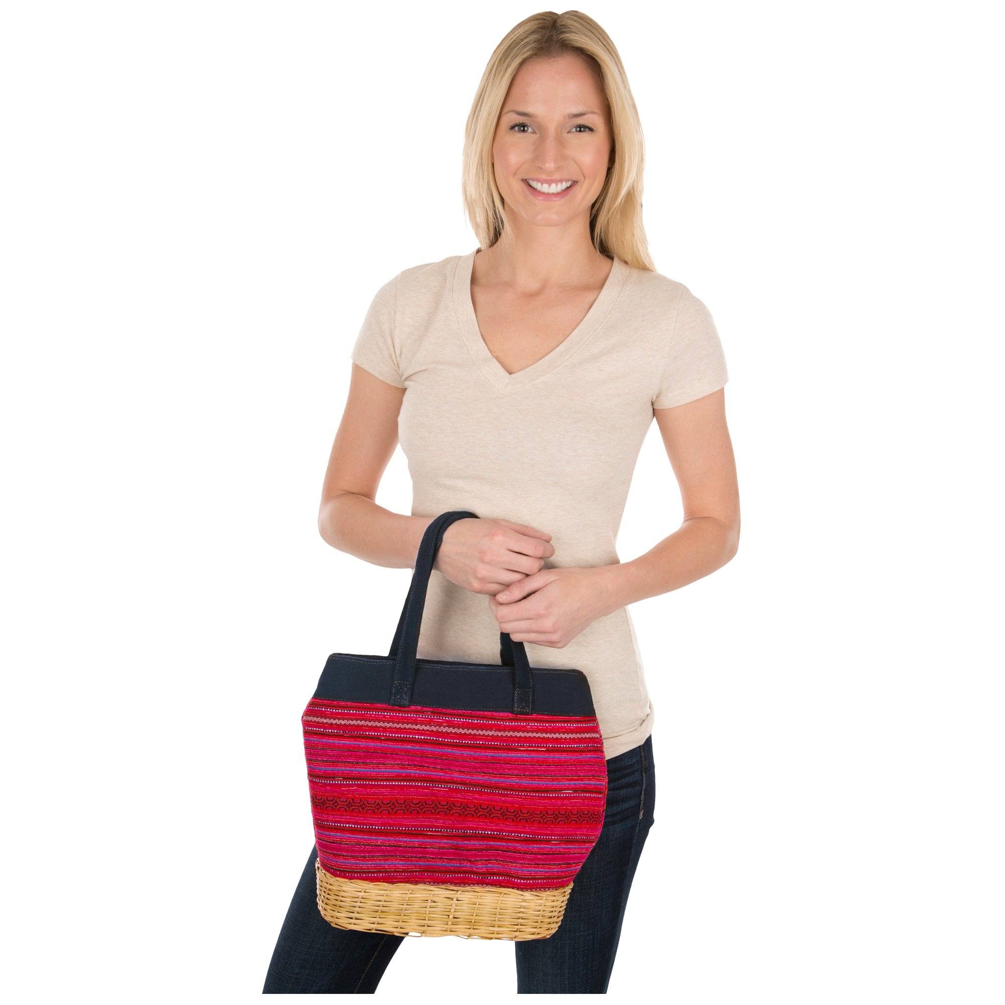 H'Mong Textile & Wicker Handbag - Image 2