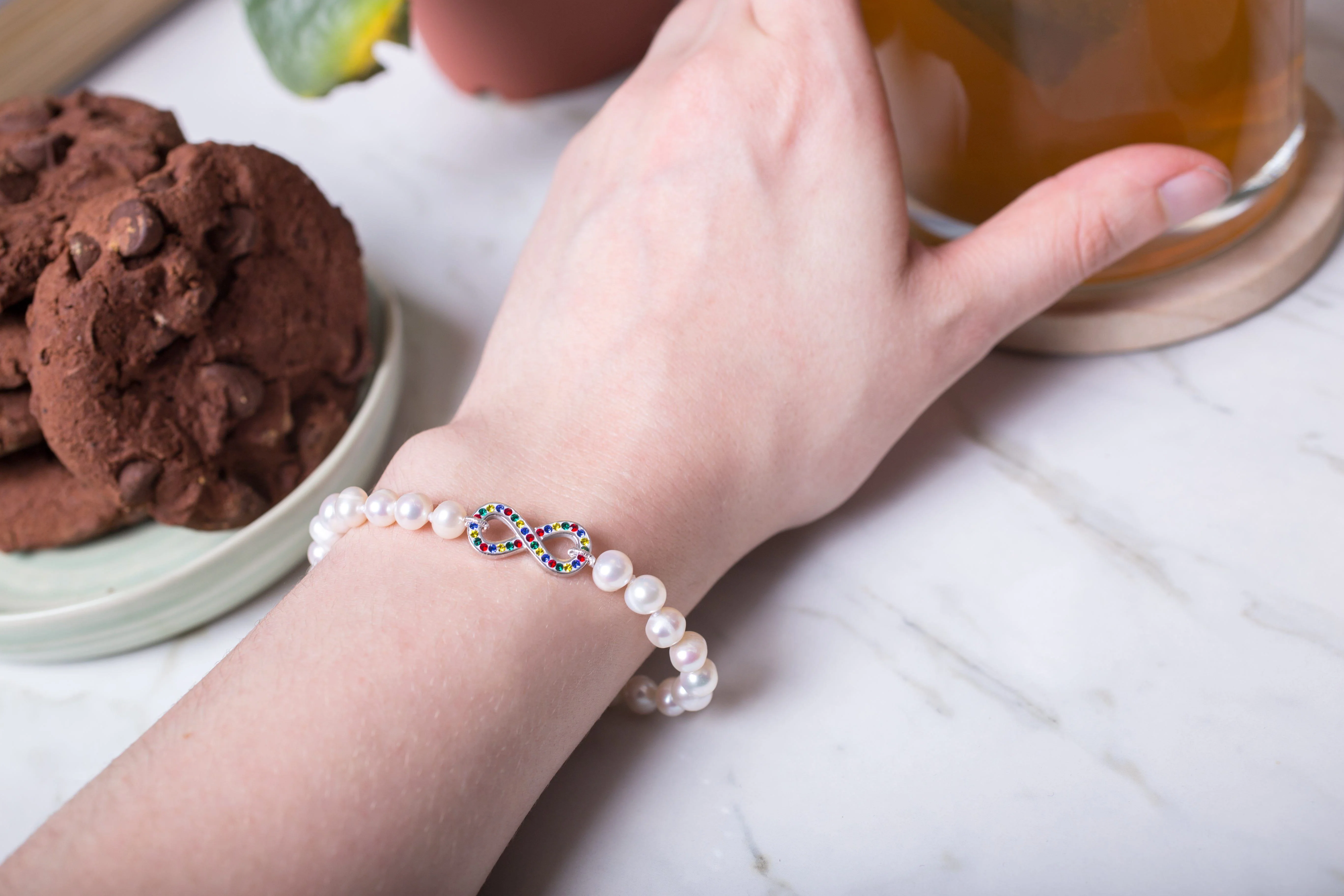 Infinite Hope Autism Ribbon Pearl & Sterling Bracelet - Image 3