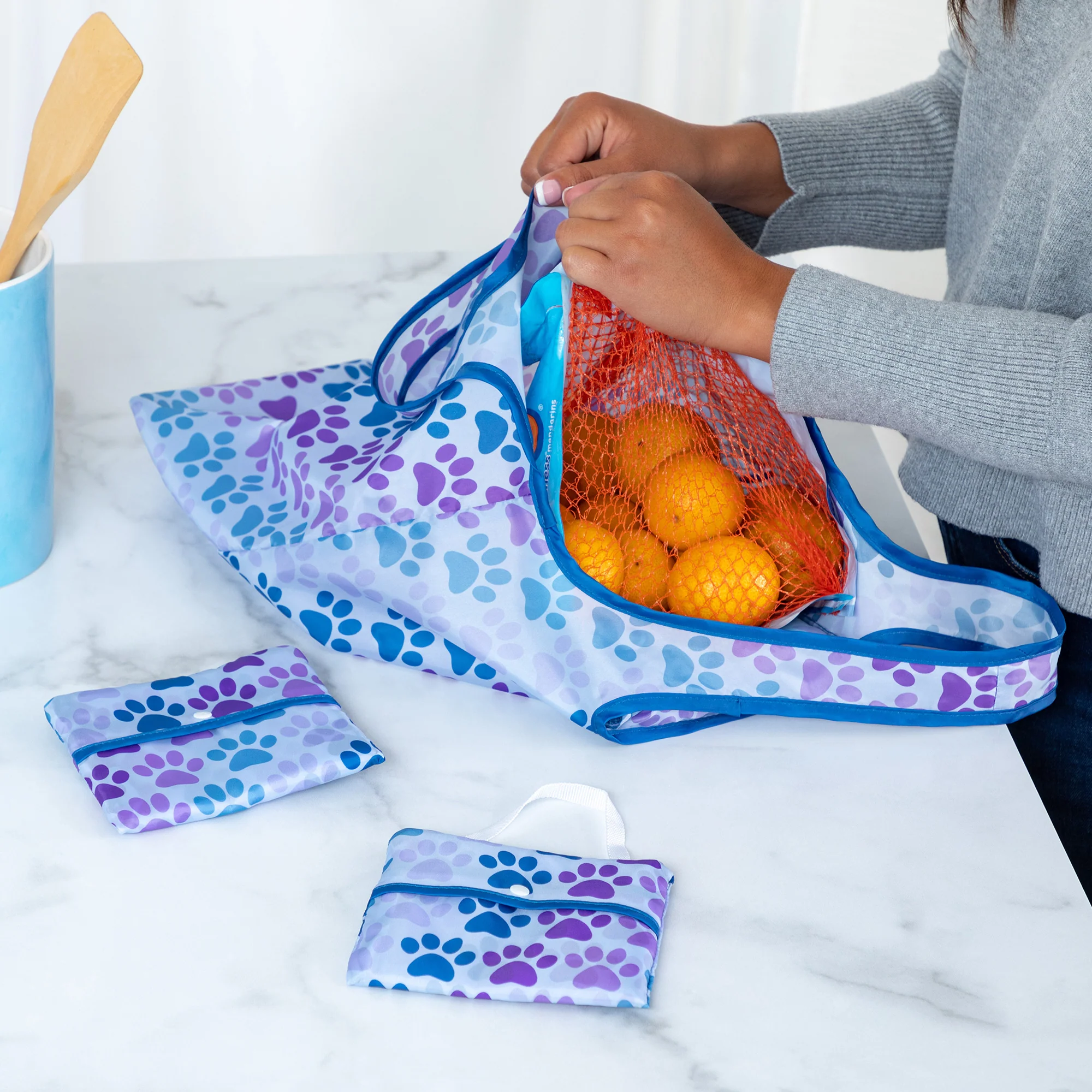 Paws Packable Reusable Shopping Bags - Set of 3 - Image 4