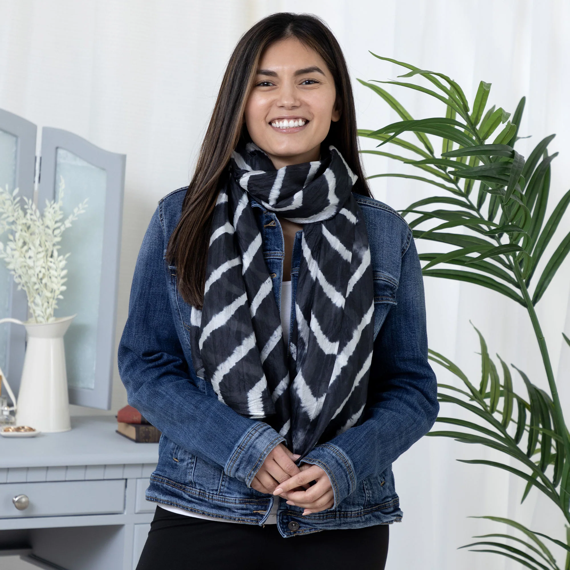 Tie-Dye Stripe Silk Scarf - Image 5