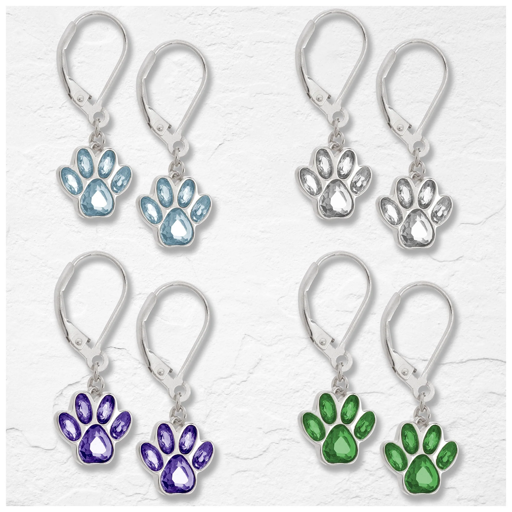 Paw Print Birthstone Dangling Sterling Earrings | Fair Trade - Image 16