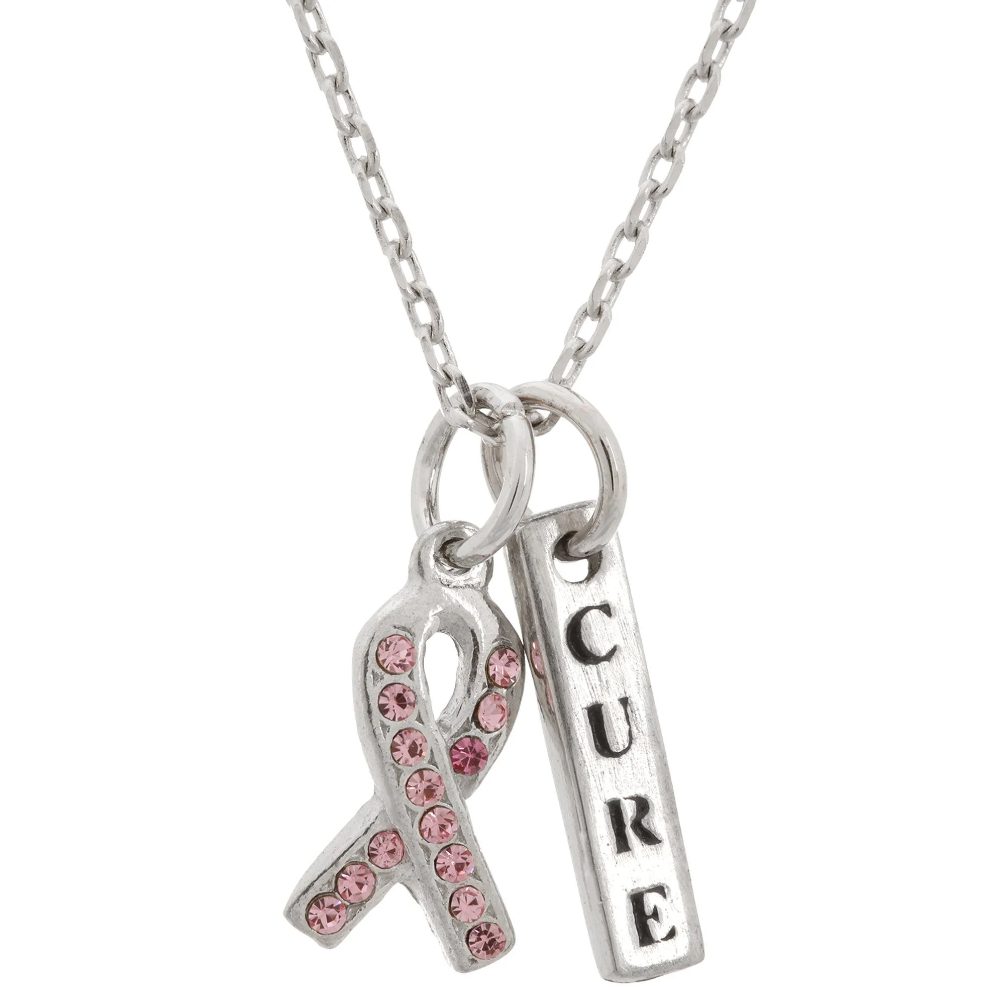 Pink Ribbon Cure Pewter Necklace - Image 4