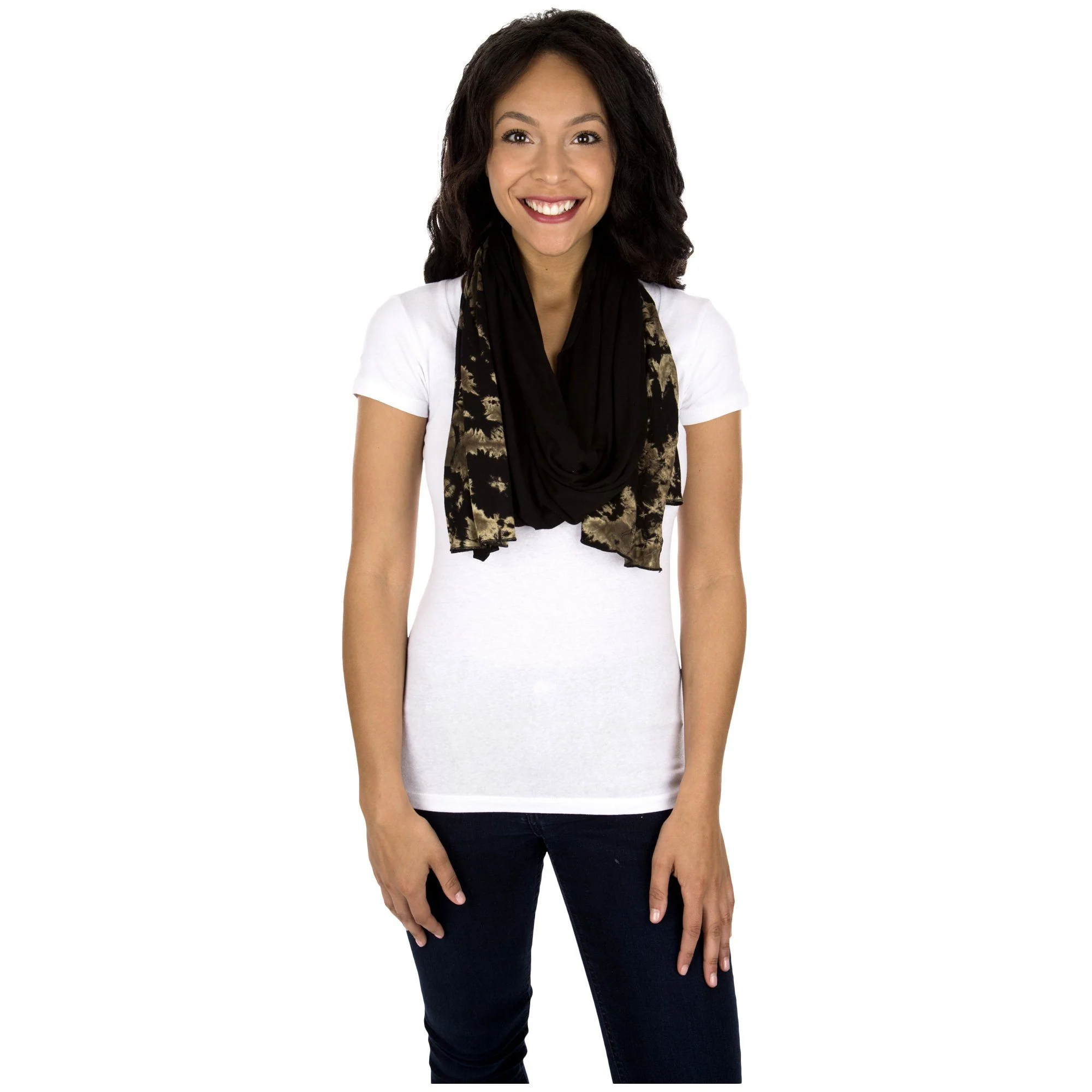 Black & Beige Tie-Dye Spirit Scarf - Image 3