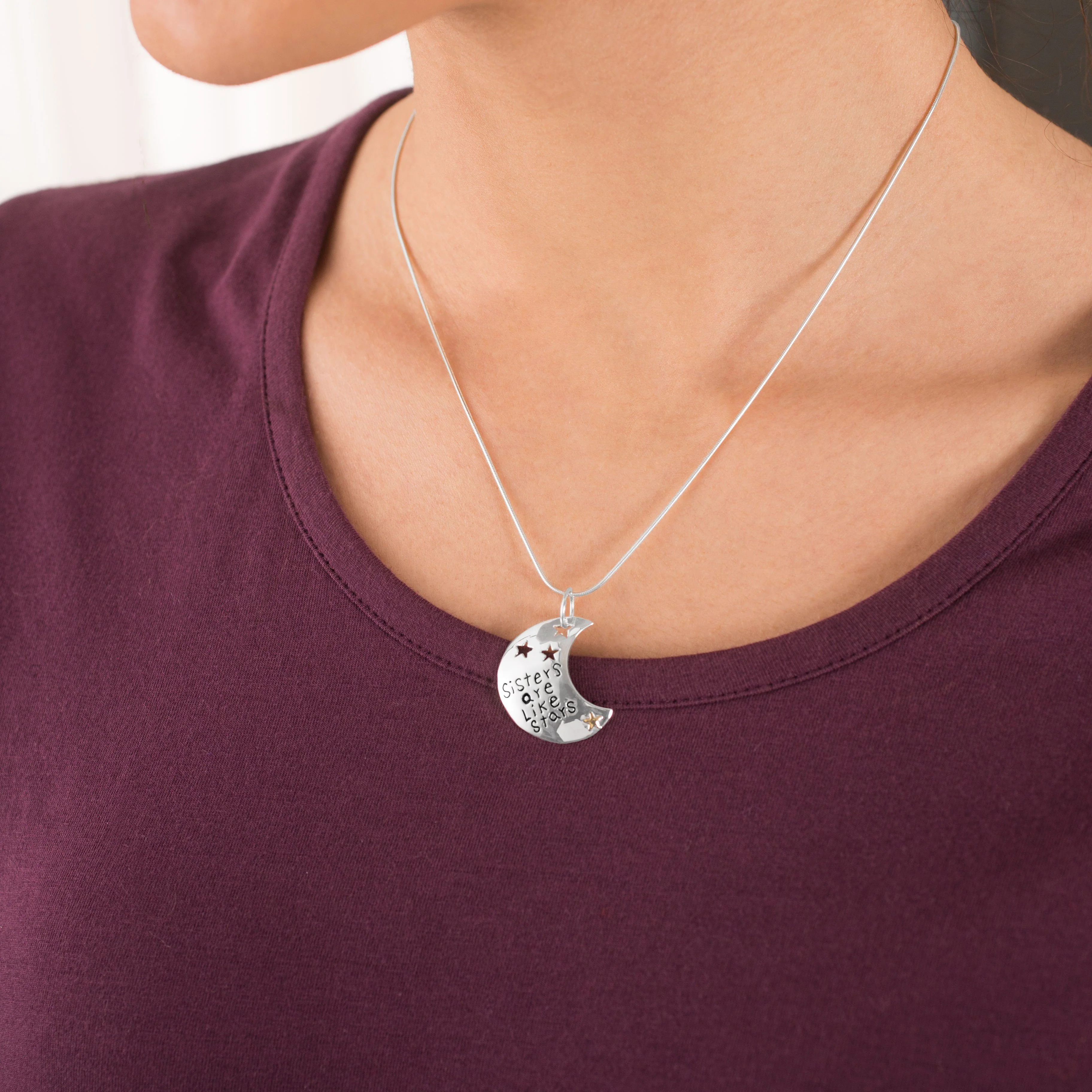 Sisters Are Like Stars Sterling & Brass Necklace - Image 3