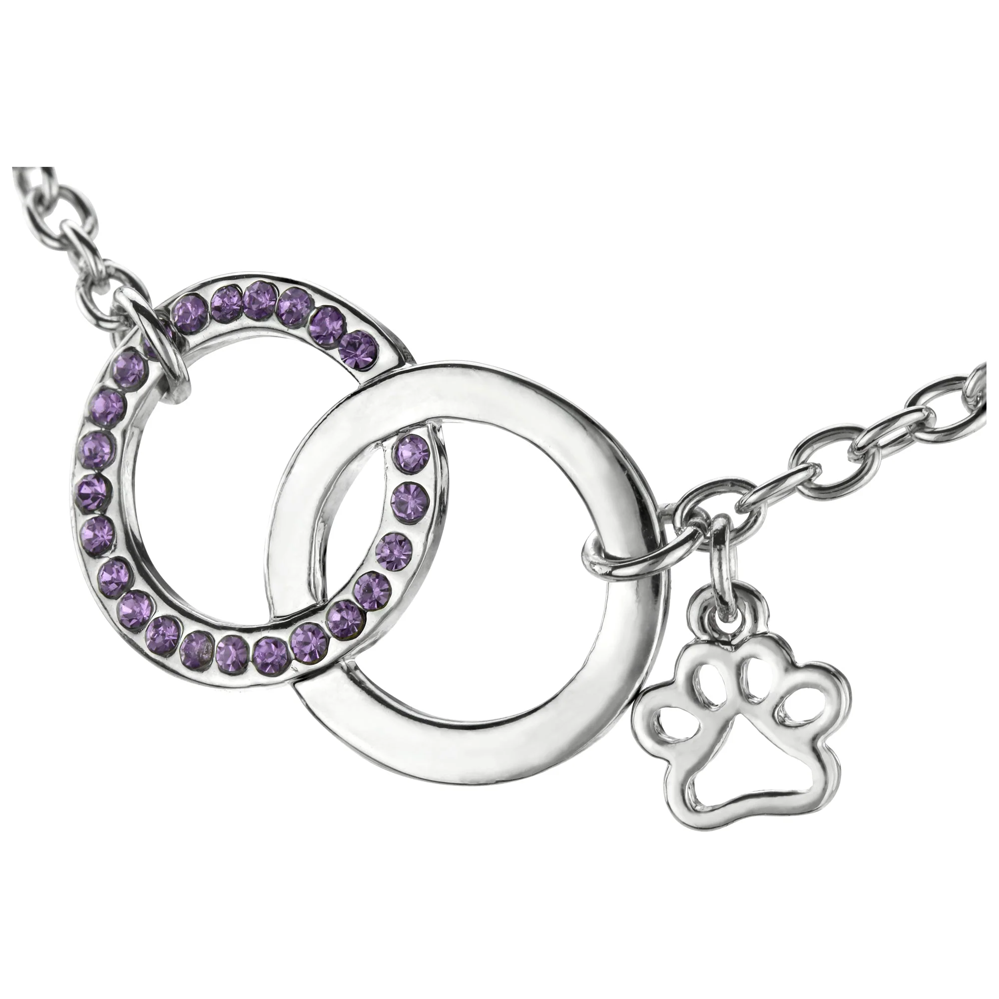 Together Forever Purple Rhinestone Paw Bracelet - Image 4