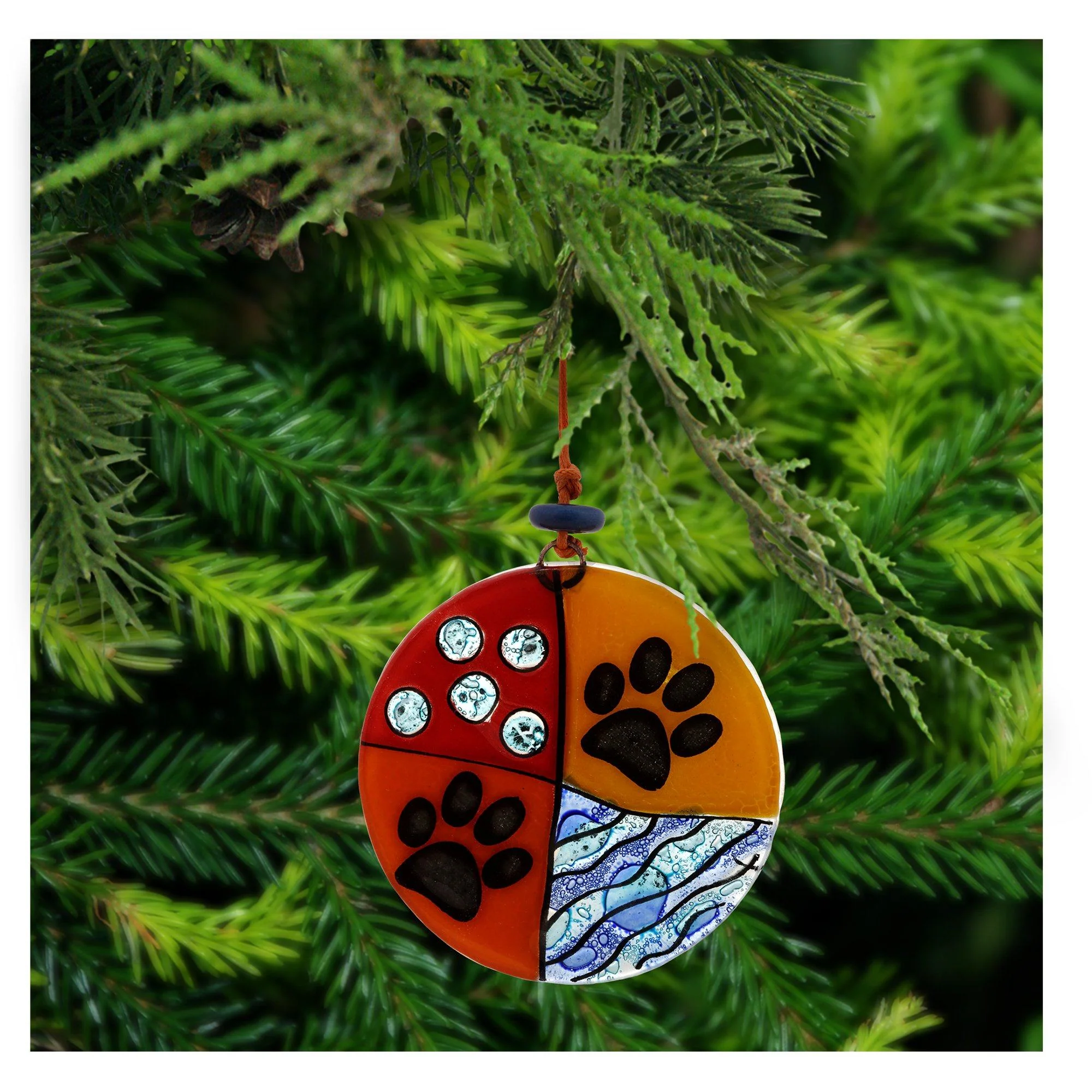 Paw Print Recycled Glass Ornament - Image 2