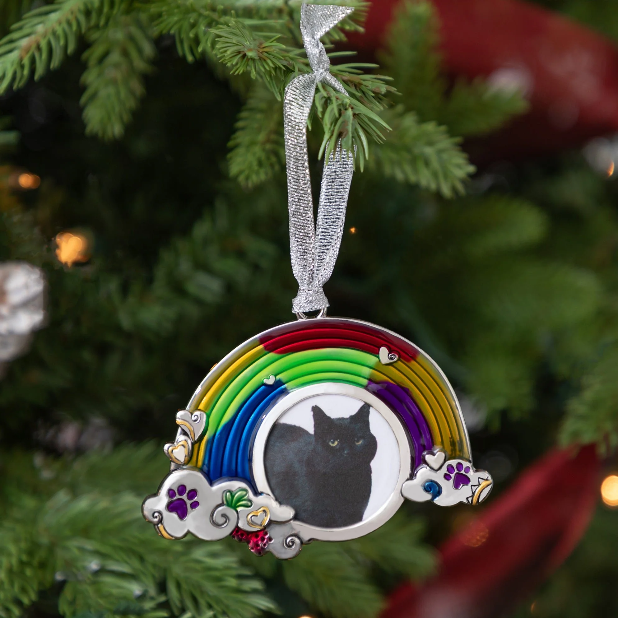 Rainbow Bridge Paw Print Photo Ornament - Image 5