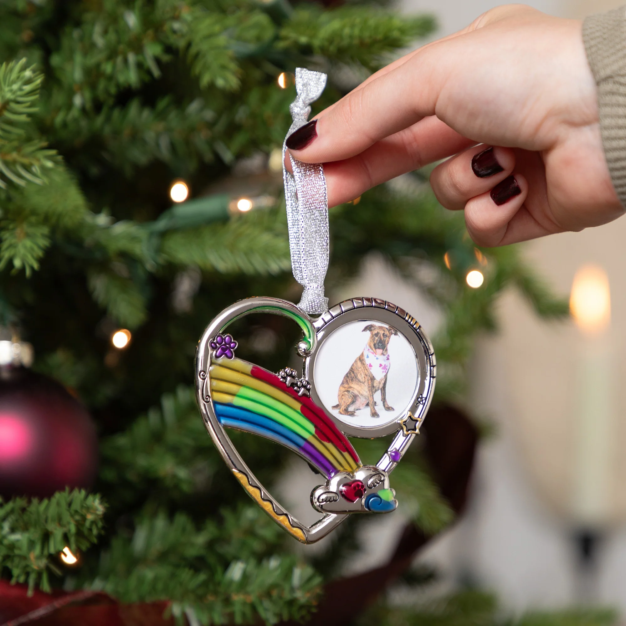 Rainbow Bridge Paw Print Photo Ornament - Image 9