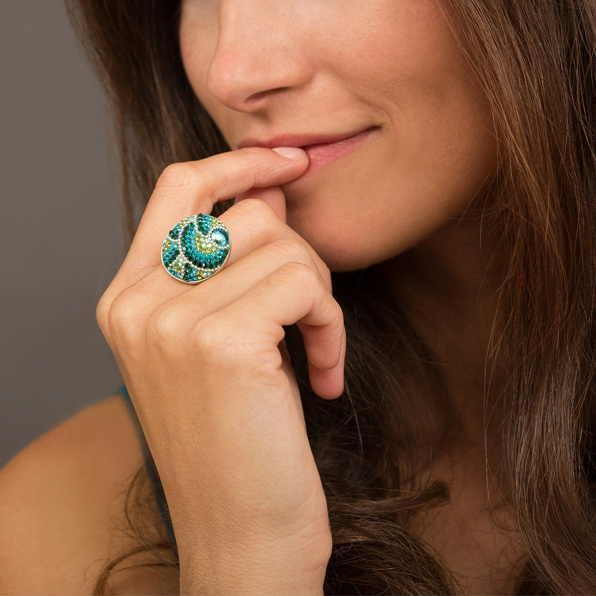 Mosaic Crystals Adjustable Sterling Ring - Image 3