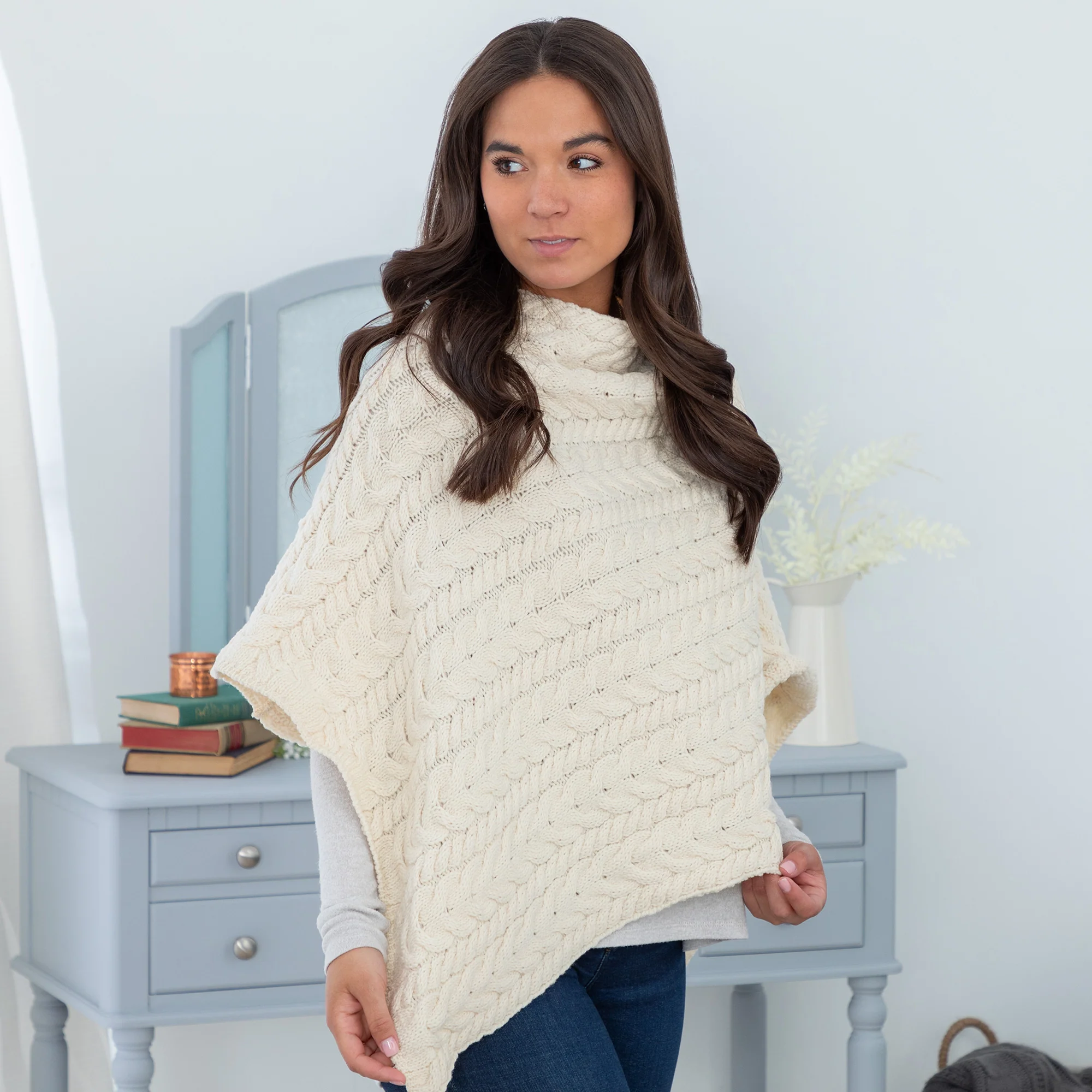 Irish Aran Wool Poncho - Image 5