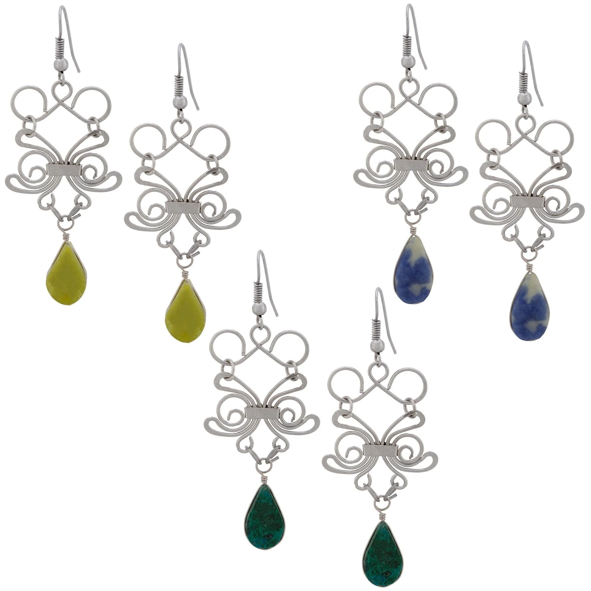 Swirl Teardrop Stone Earrings - Image 2
