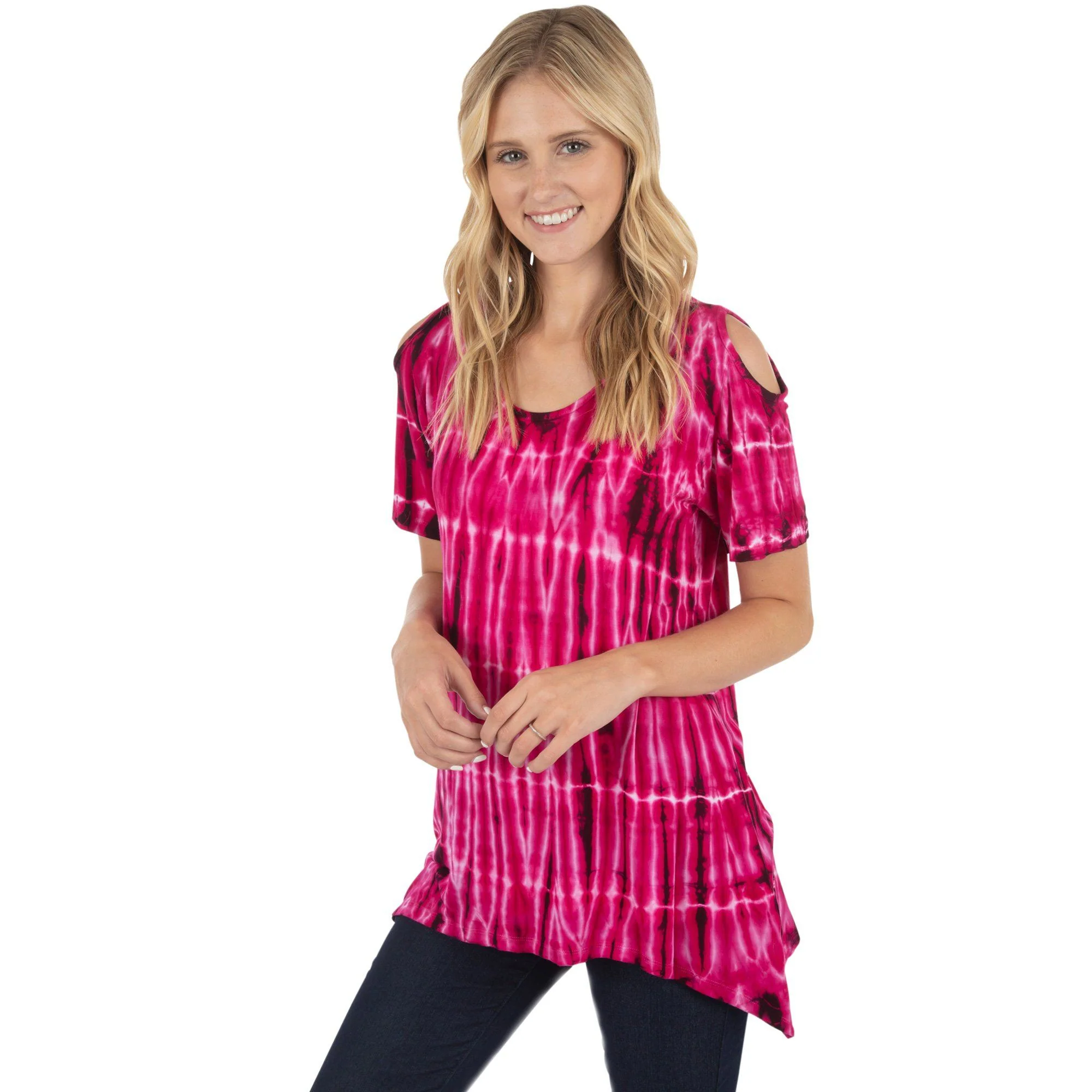 Fuchsia Rain Cold Shoulder Top - Image 8