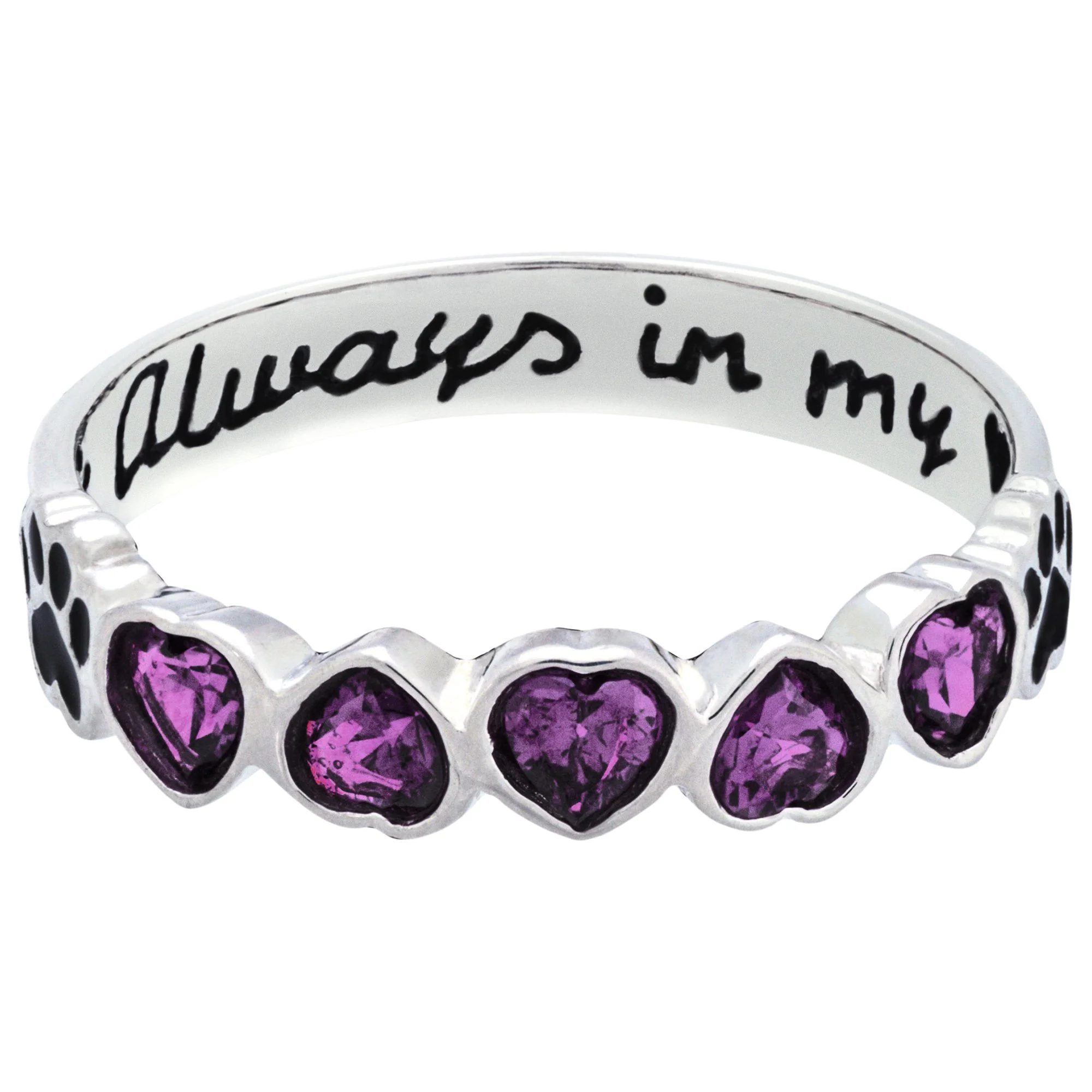 Sterling Stackable Paw Print Birthstone Ring | Fair Trade - Image 3
