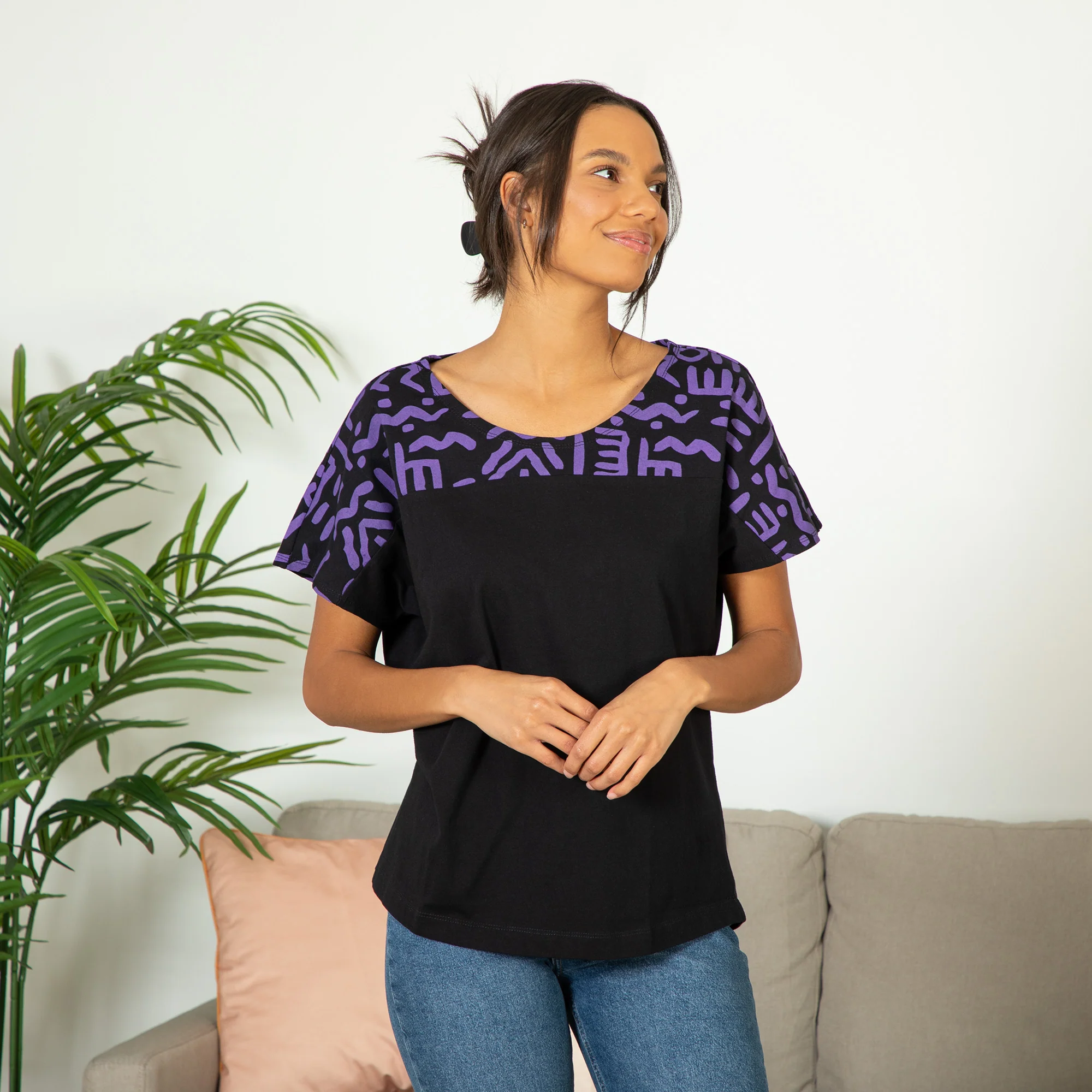 Textile Traditions Printed Plum Top - Image 3