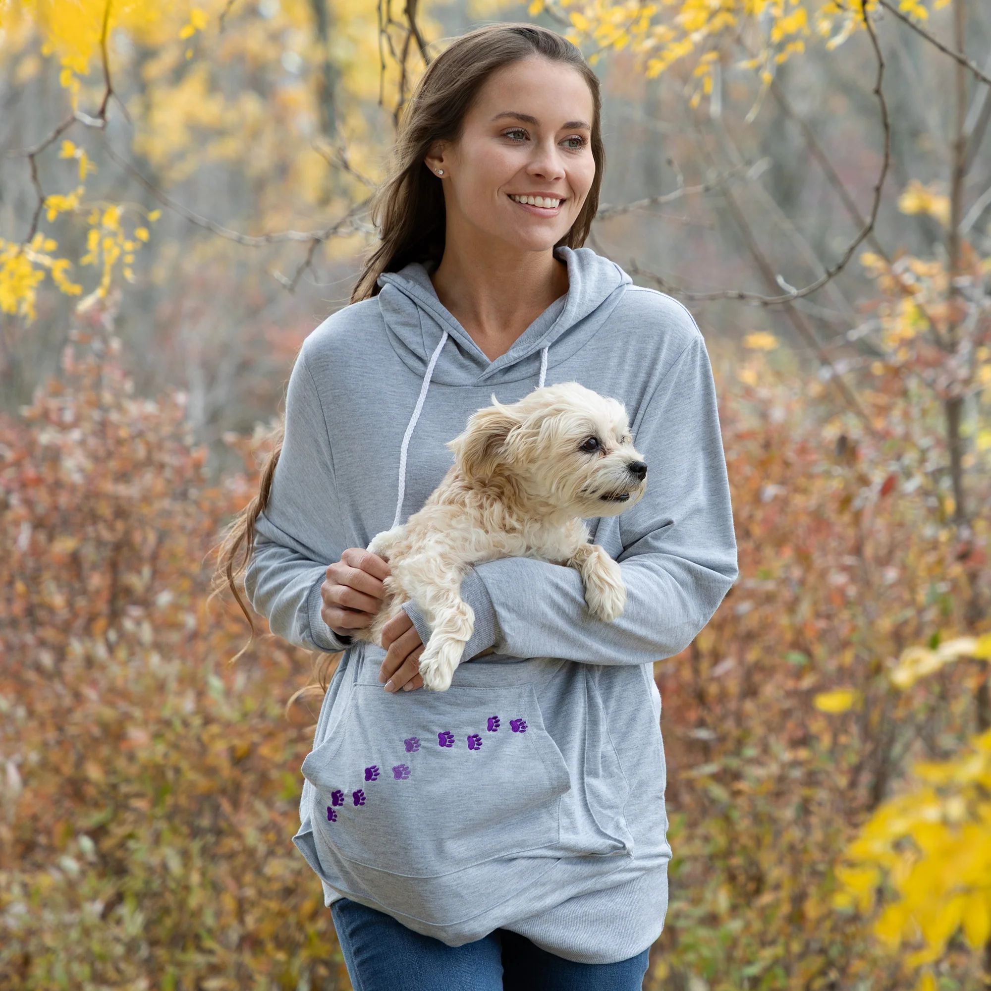 Purple Paw Pet Pouch Hooded Sweatshirt - Image 12