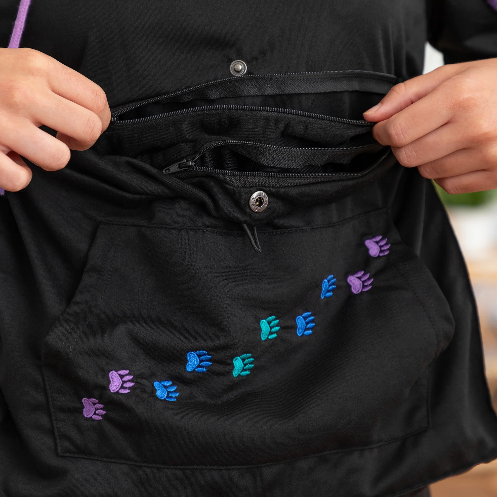 Purple Paw Pet Pouch Hooded Sweatshirt - Image 5