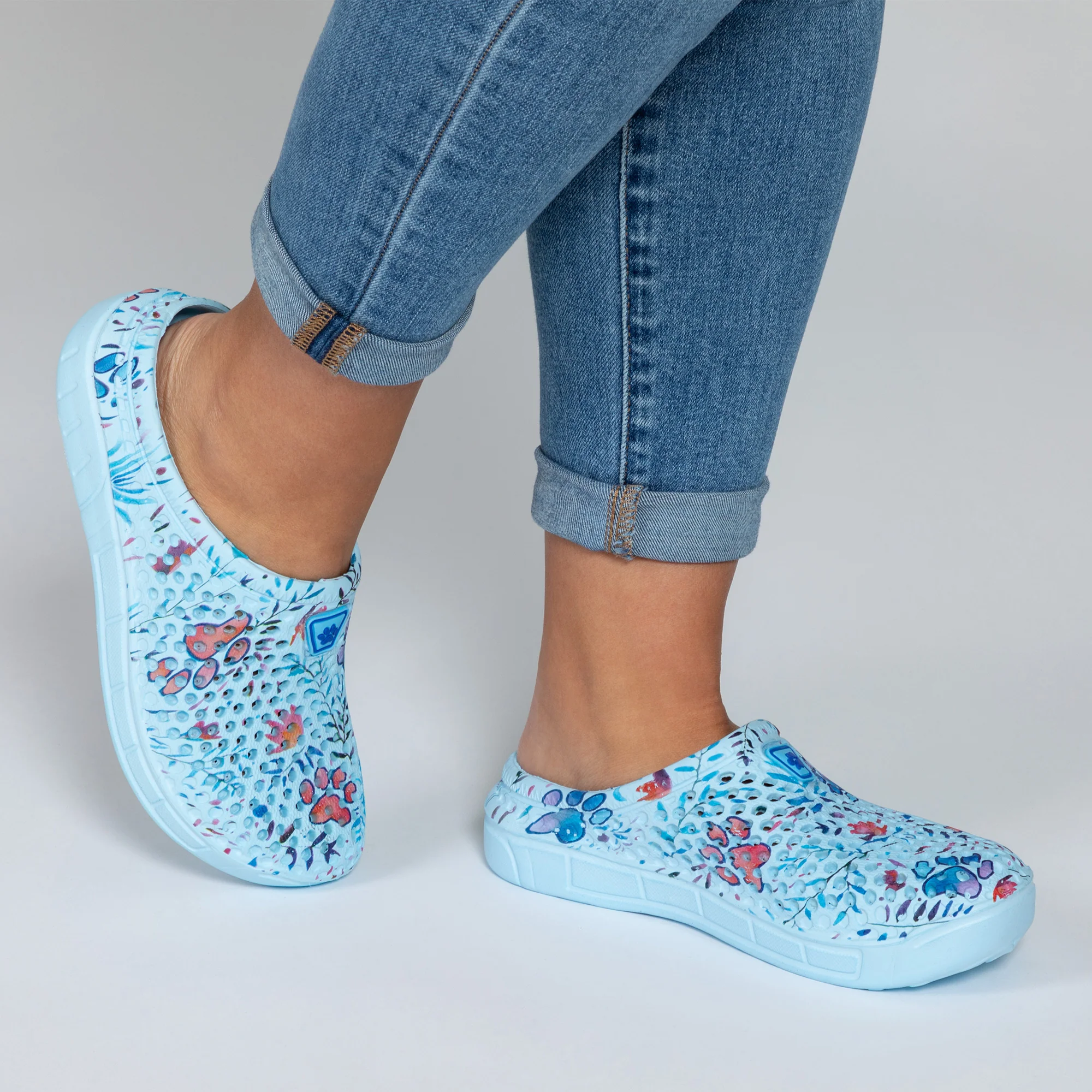 Colorful Paw Print Lightweight Slip-On Clogs - Image 12