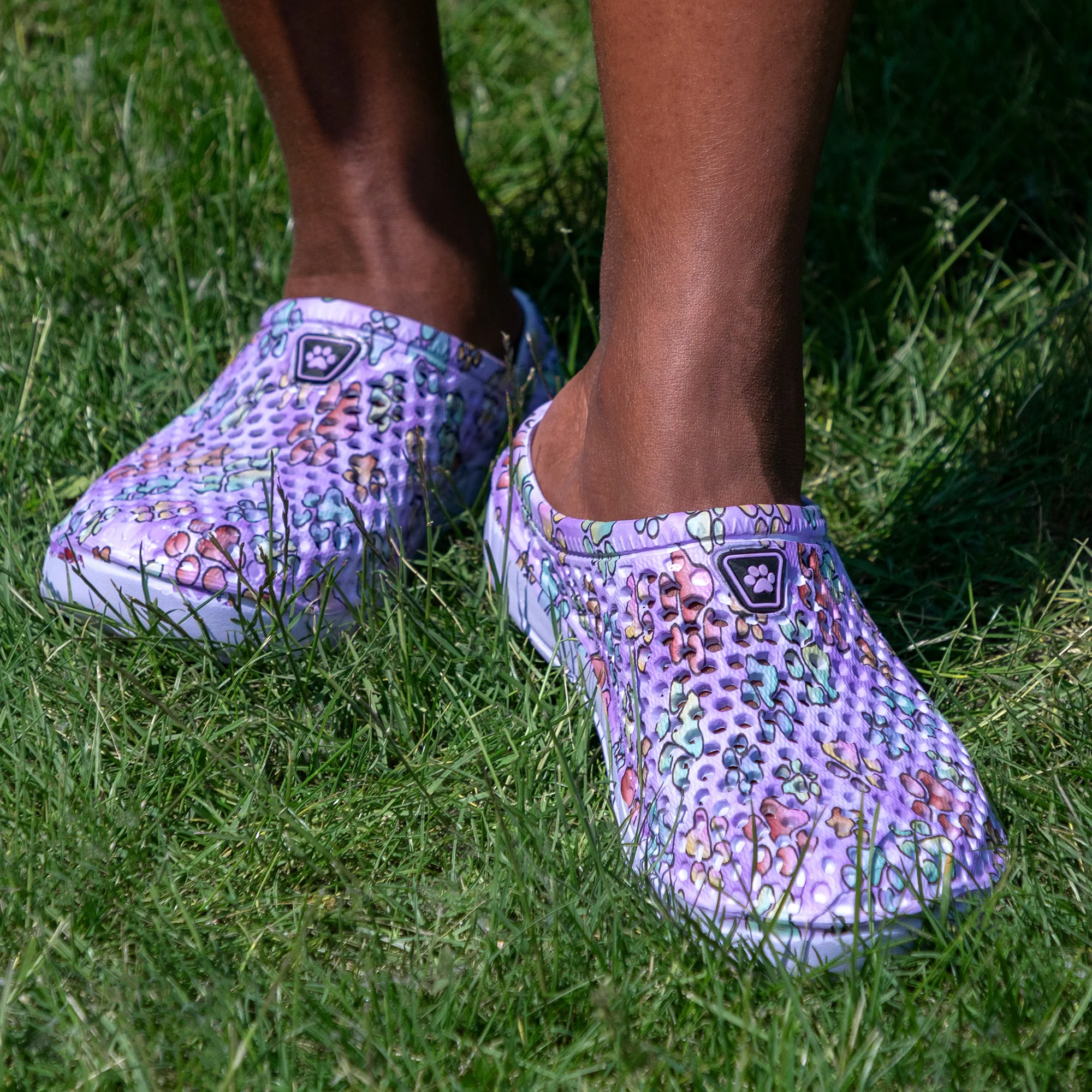 Colorful Paw Print Lightweight Slip-On Clogs - Image 14