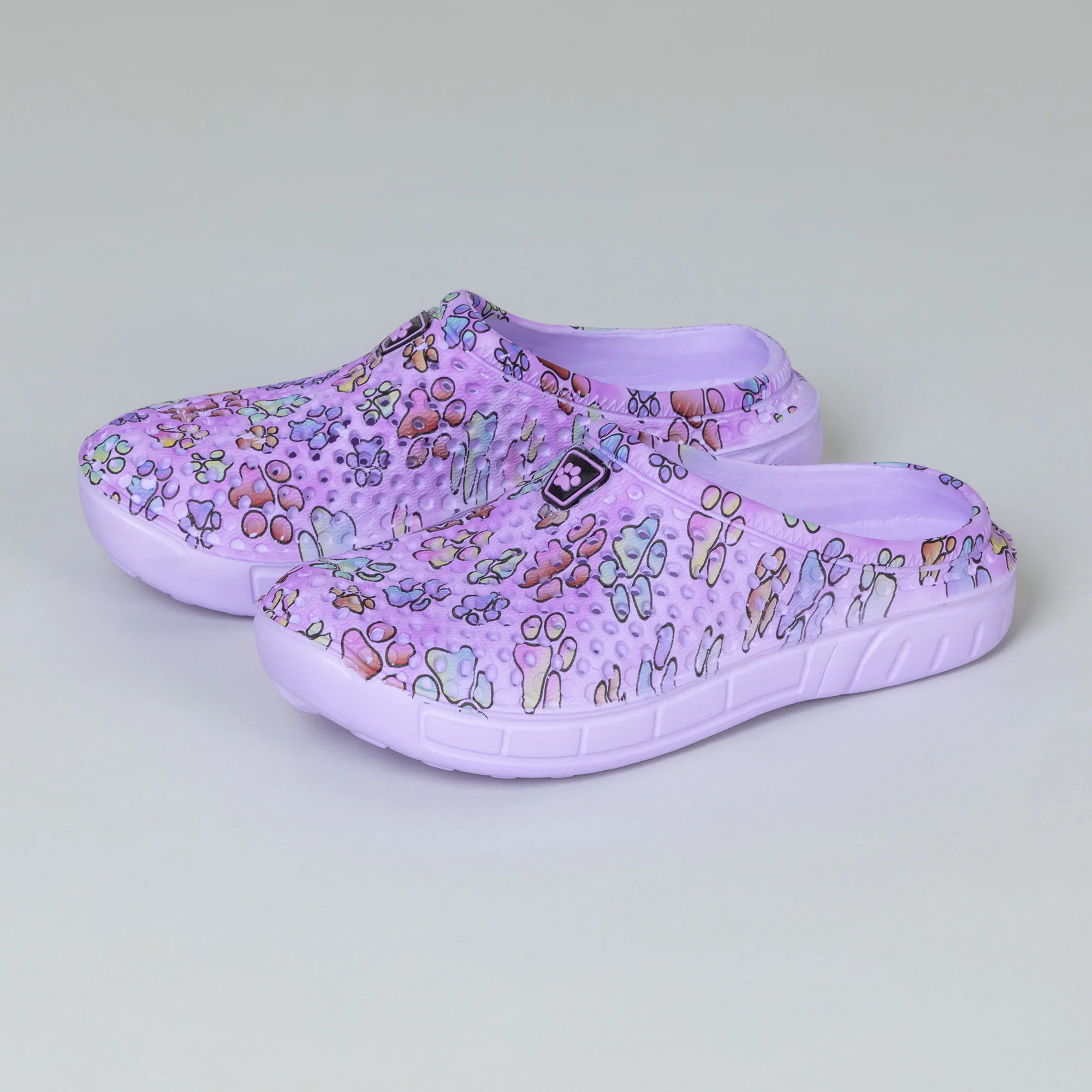 Colorful Paw Print Lightweight Slip-On Clogs - Image 15