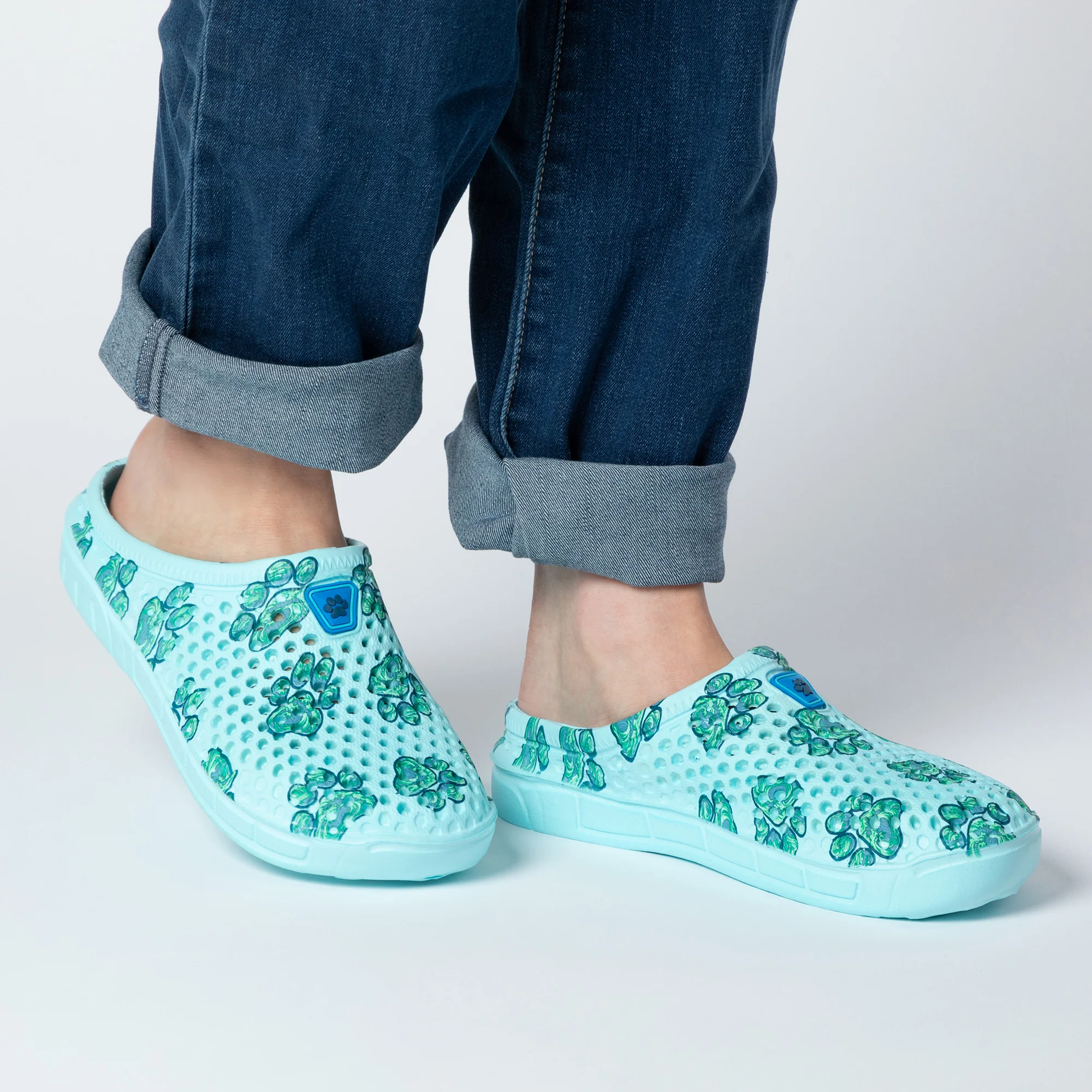 Colorful Paw Print Lightweight Slip-On Clogs - Image 24