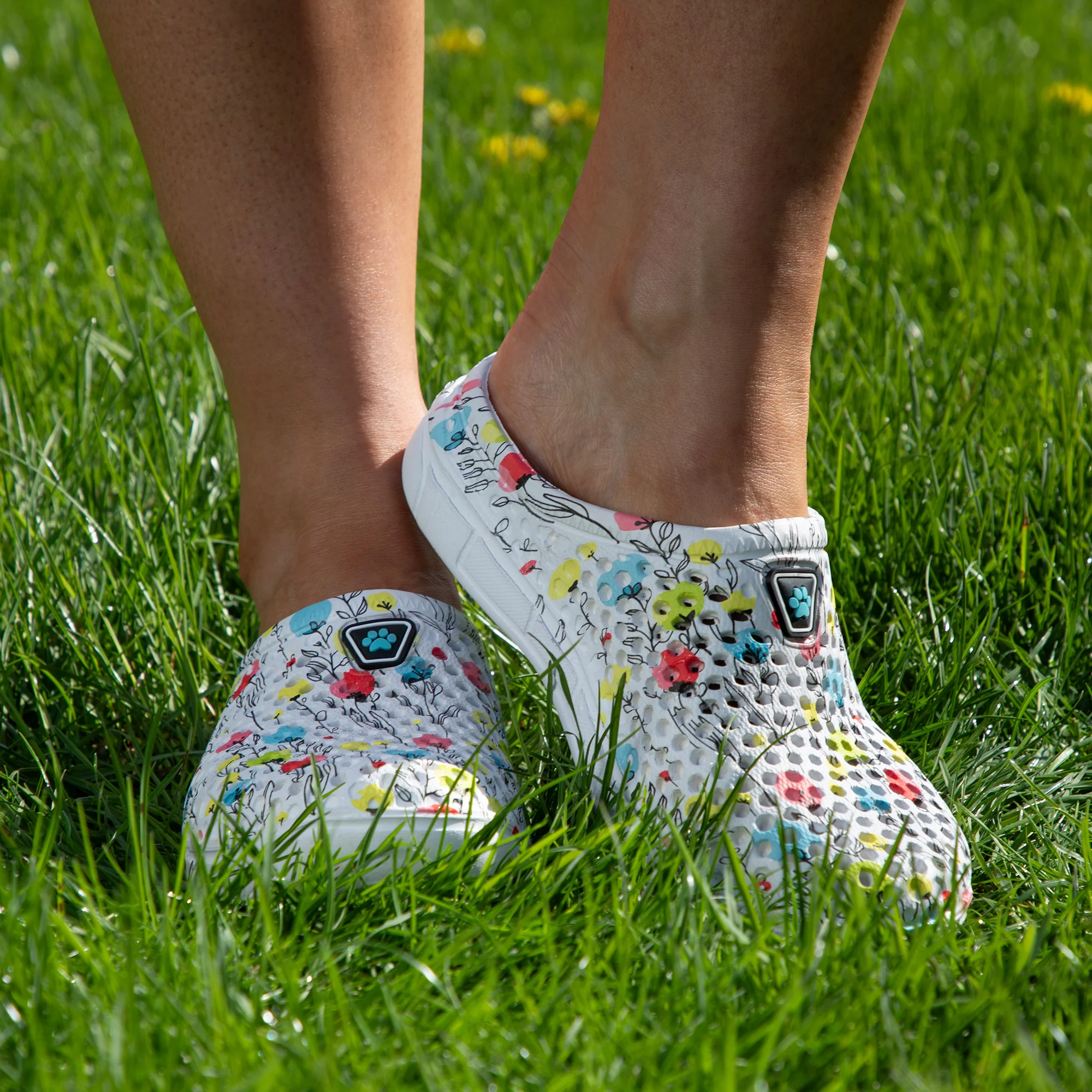 Colorful Paw Print Lightweight Slip-On Clogs - Image 28