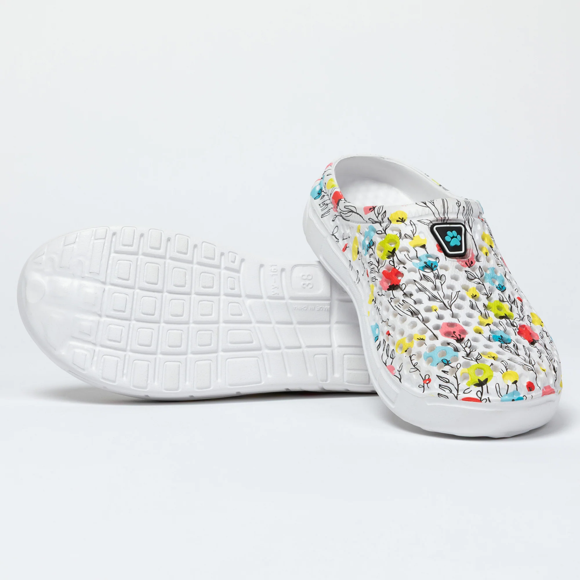 Colorful Paw Print Lightweight Slip-On Clogs - Image 33