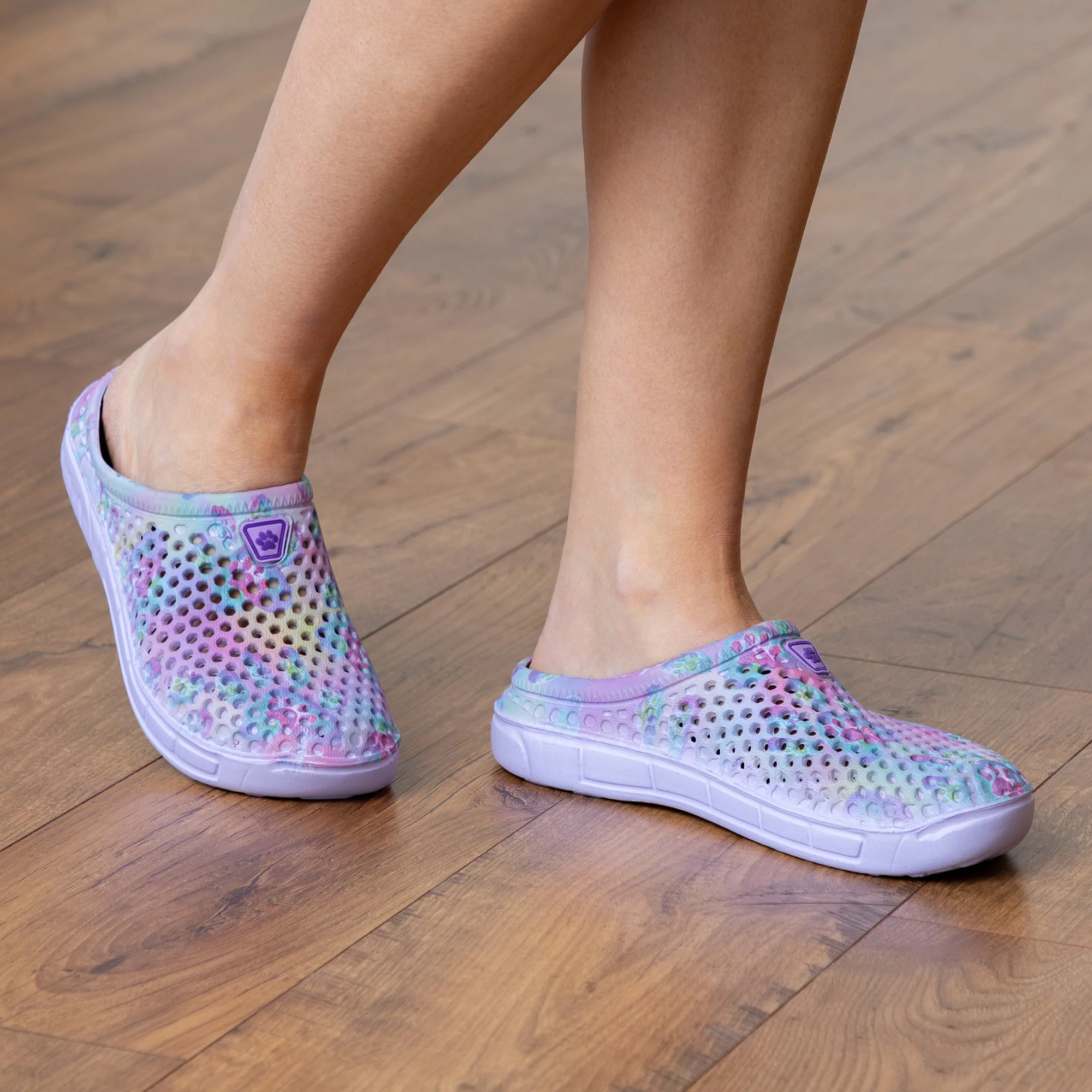 Colorful Paw Print Lightweight Slip-On Clogs - Image 36