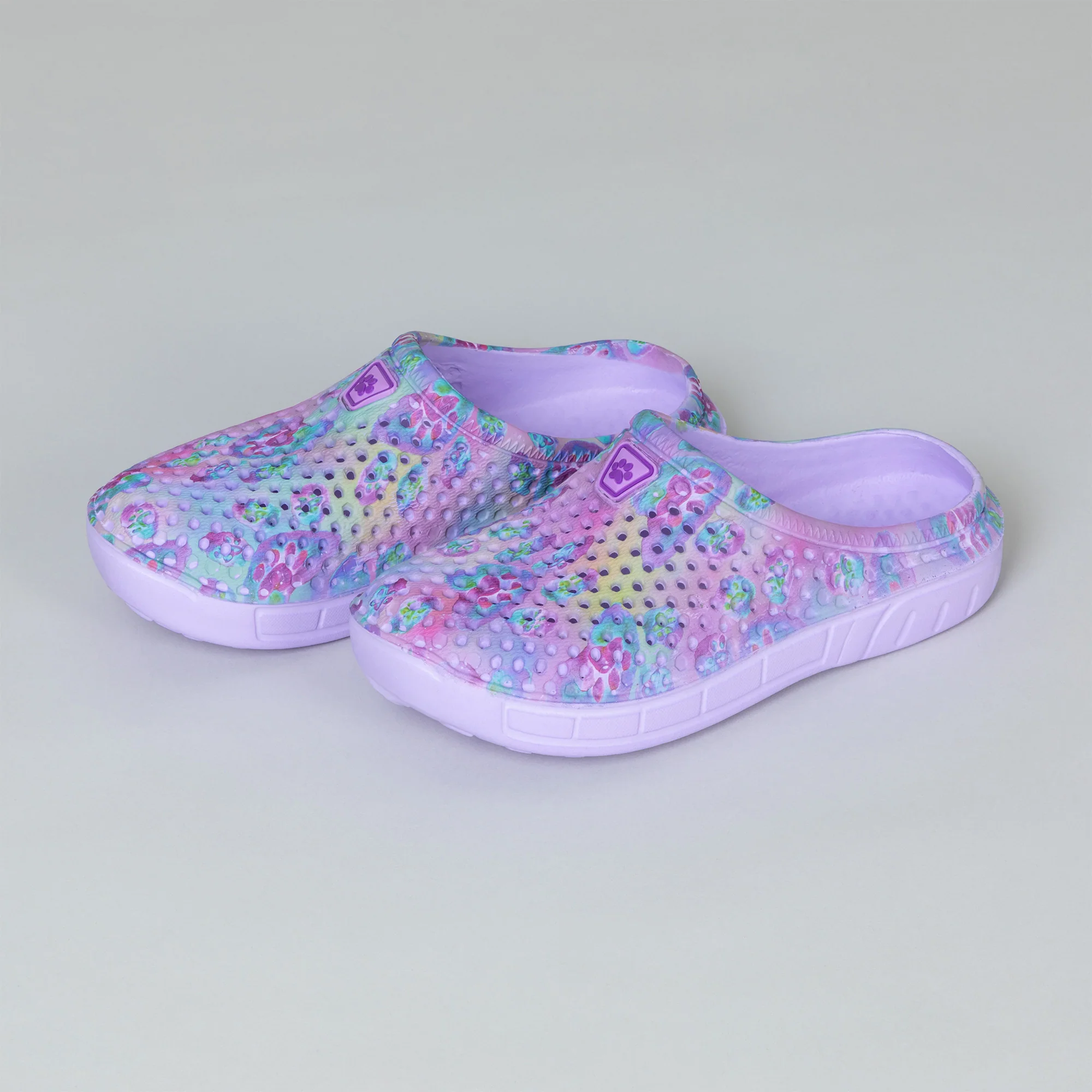 Colorful Paw Print Lightweight Slip-On Clogs - Image 38